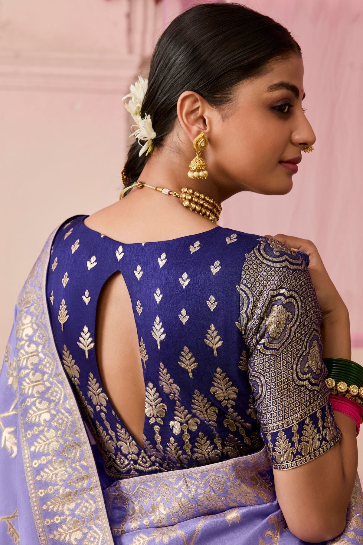 Lavender Woven Dola Silk Saree