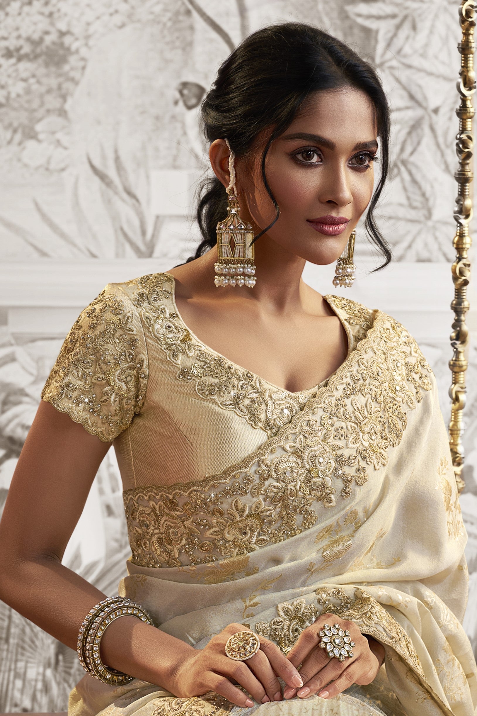 Timeless Champagne Beige Saree