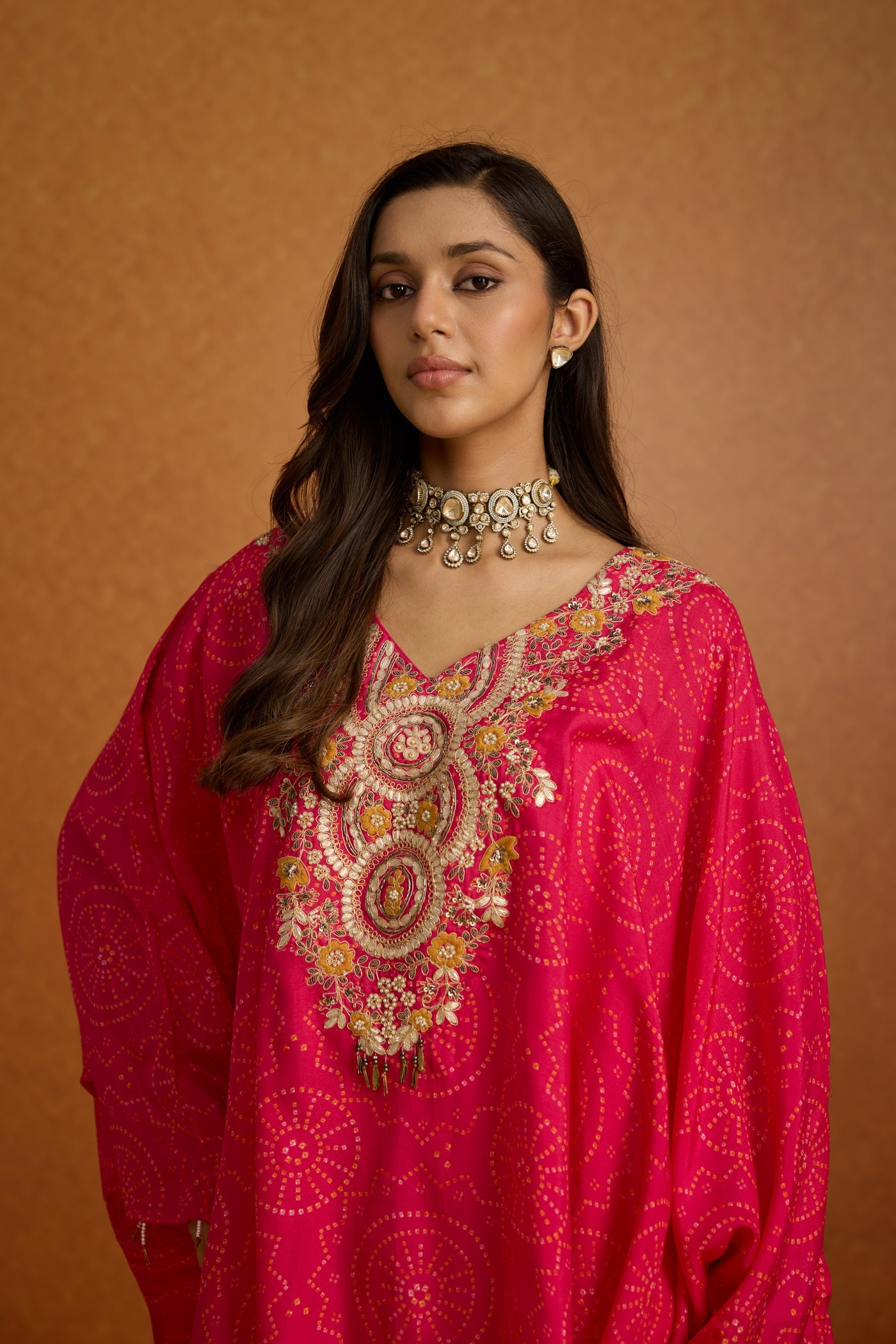 Vintage Rani Embellished Crepe Silk Kaftan Set