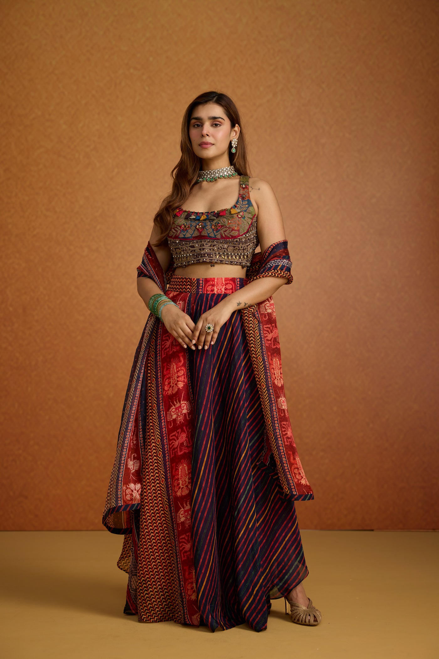 Boho Chic Printed Georgette Skirt Set