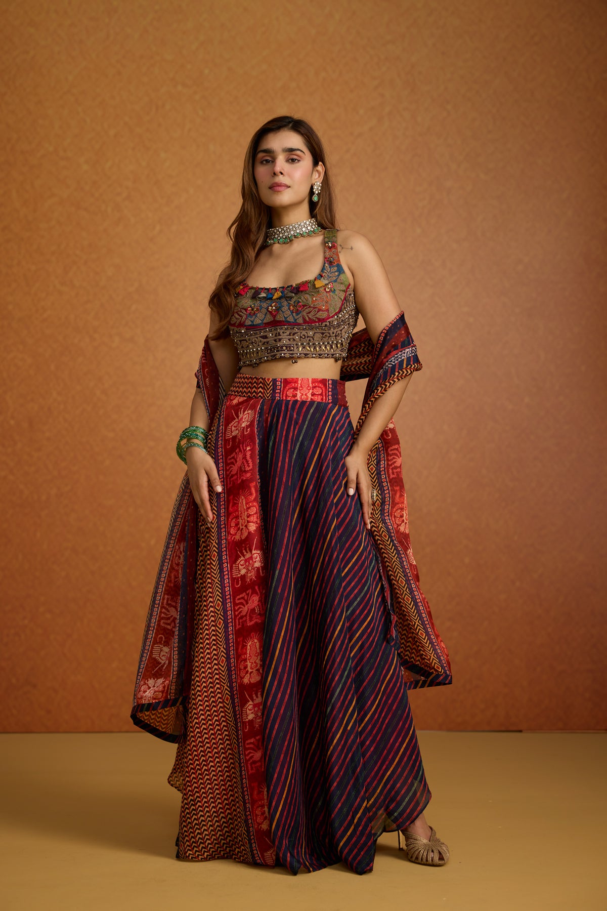 Boho Chic Printed Georgette Skirt Set