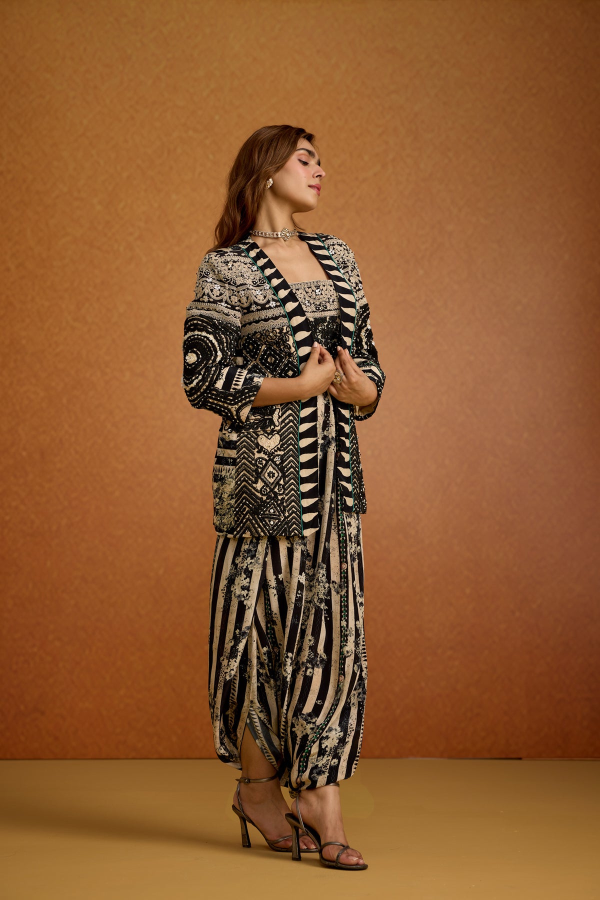 Onyx Aztec Chinon Silk Co-Ord Set