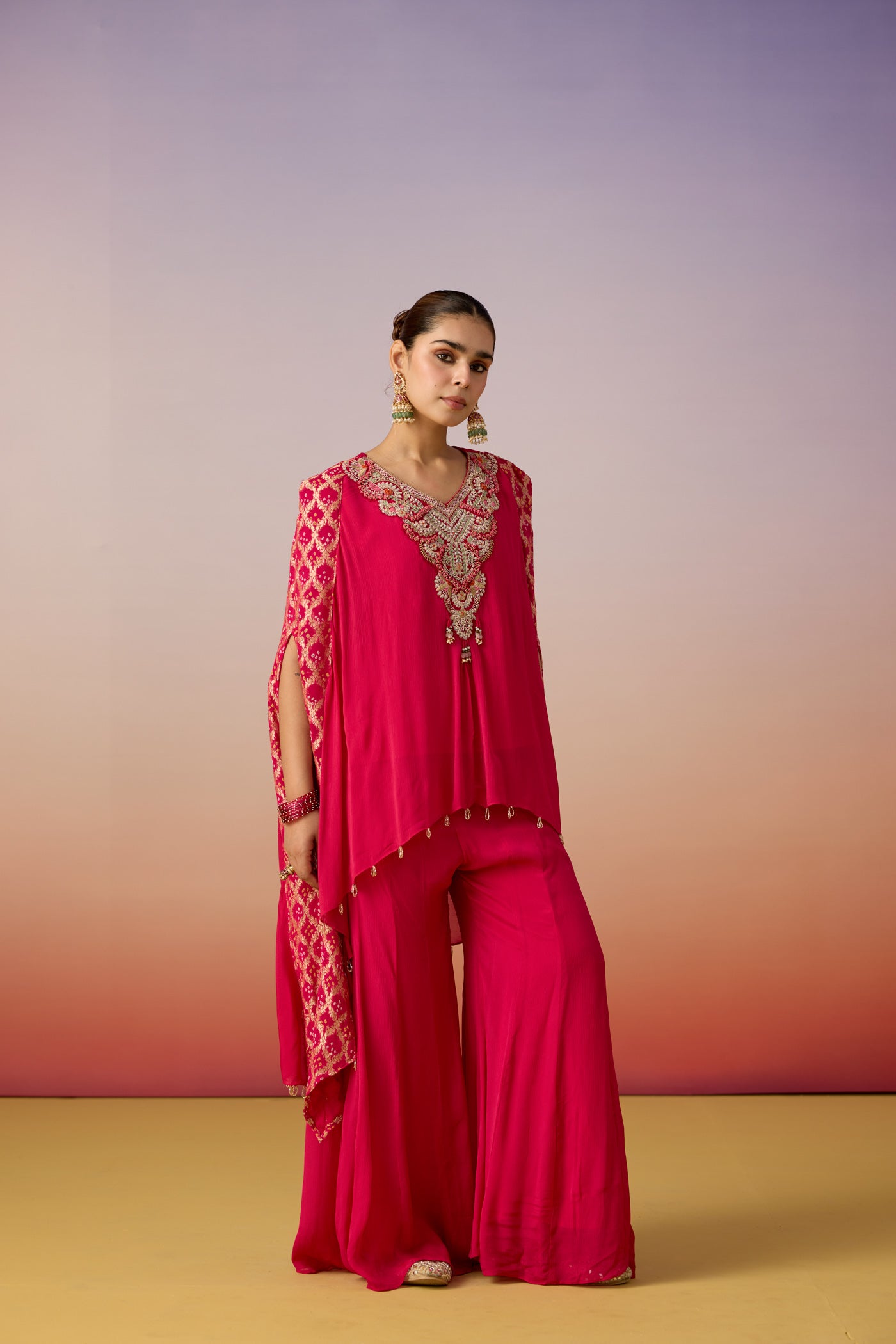 Rani Pink Embellished Georgette Palazzo Set