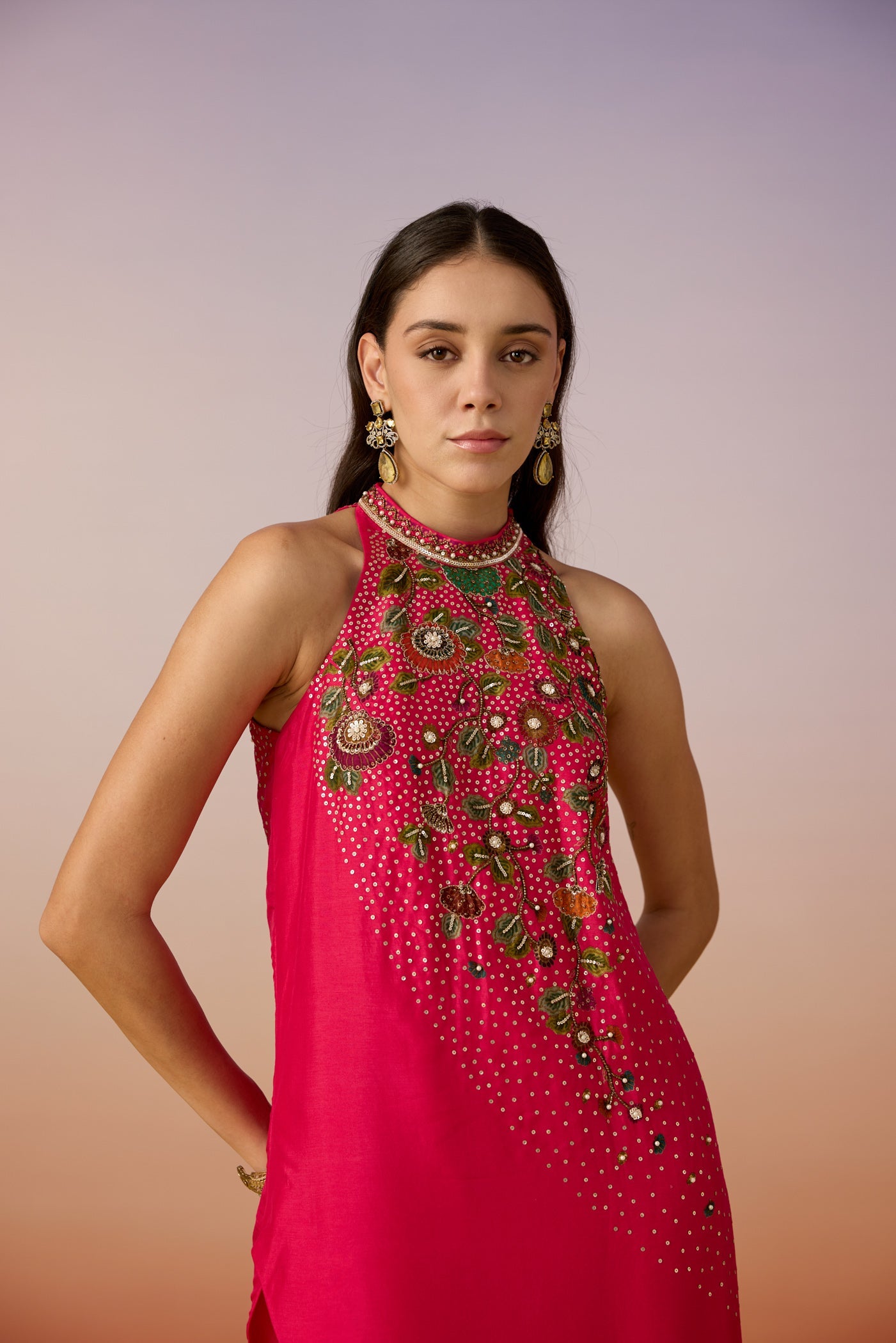 Rose Pink Embellished Premium Silk Kurta Set