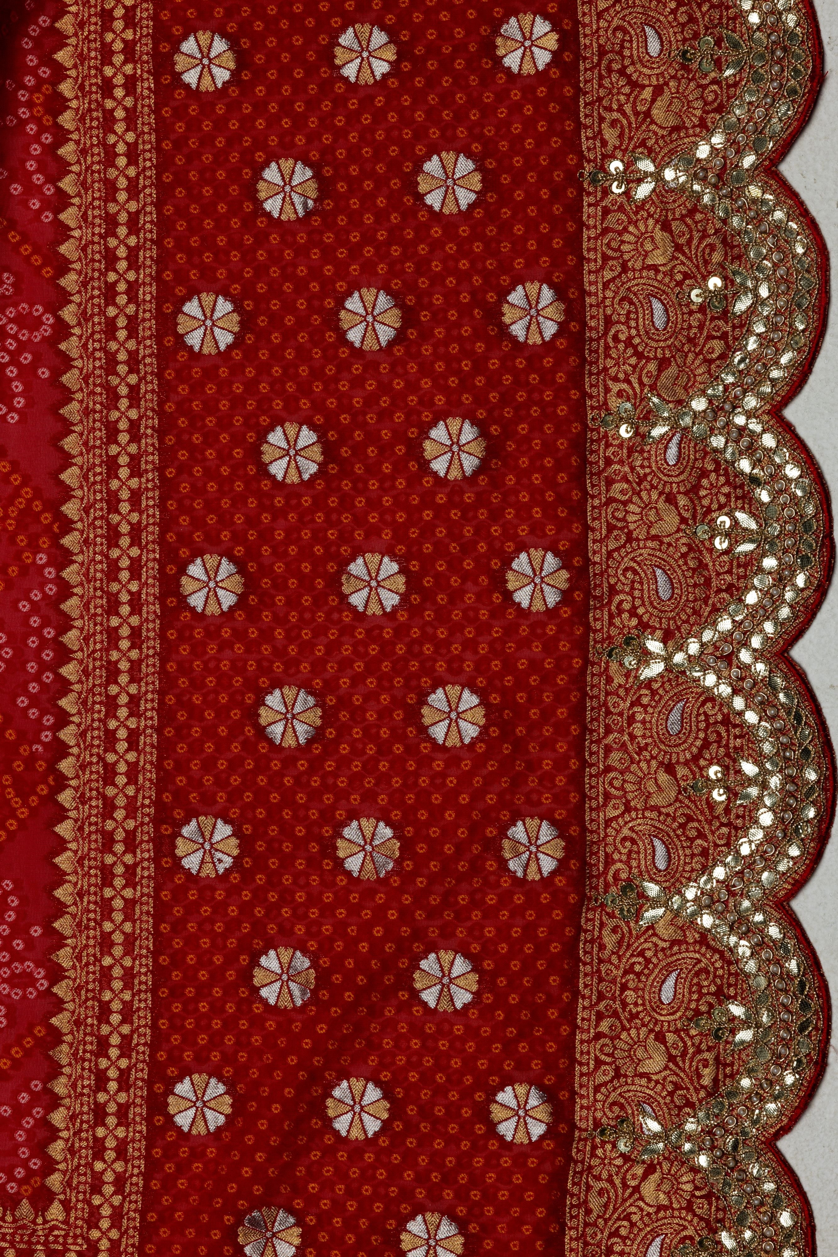 Red Woven Georgette Silk Saree