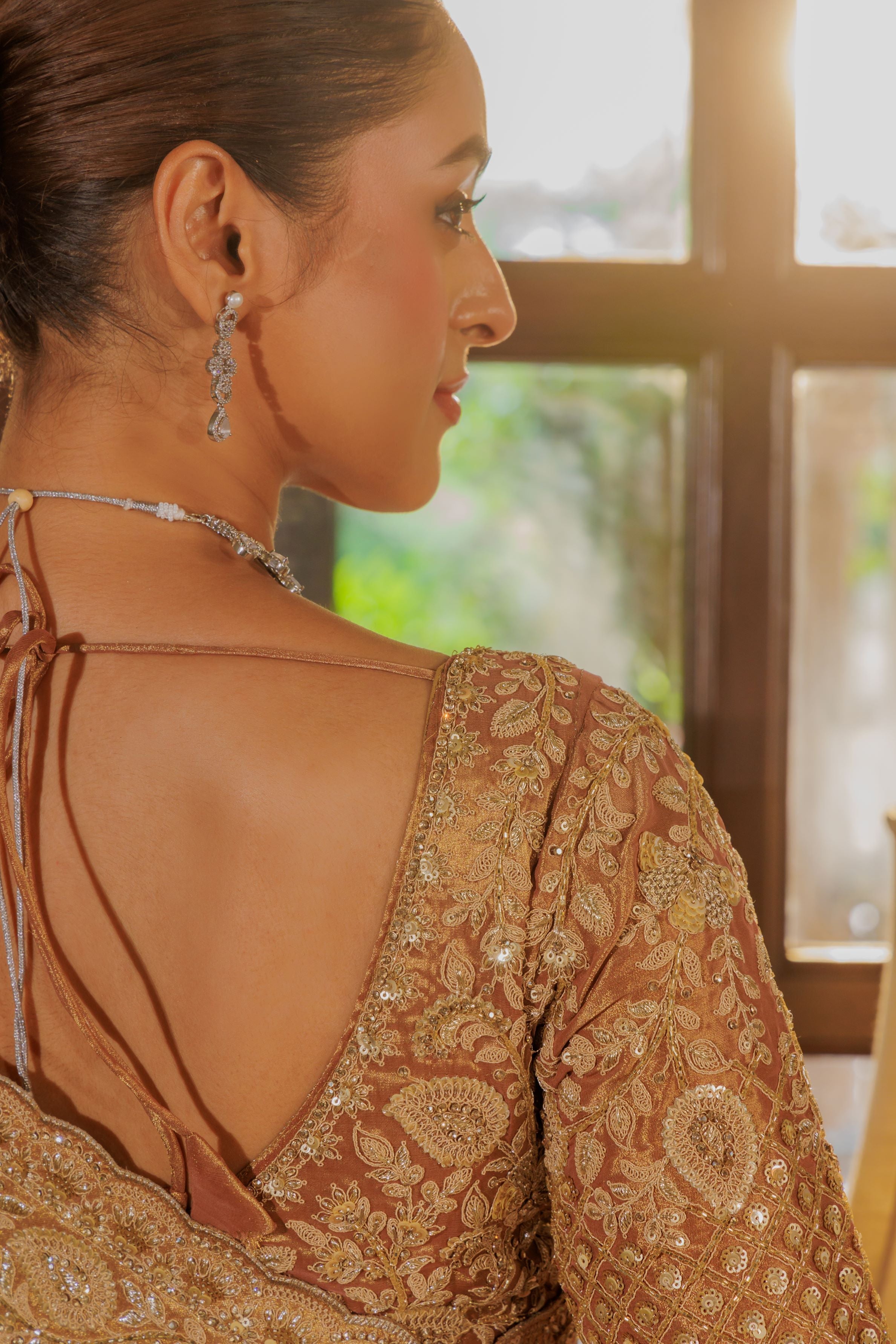 Antique Gold Embroidered Kanjivaram Silk Saree