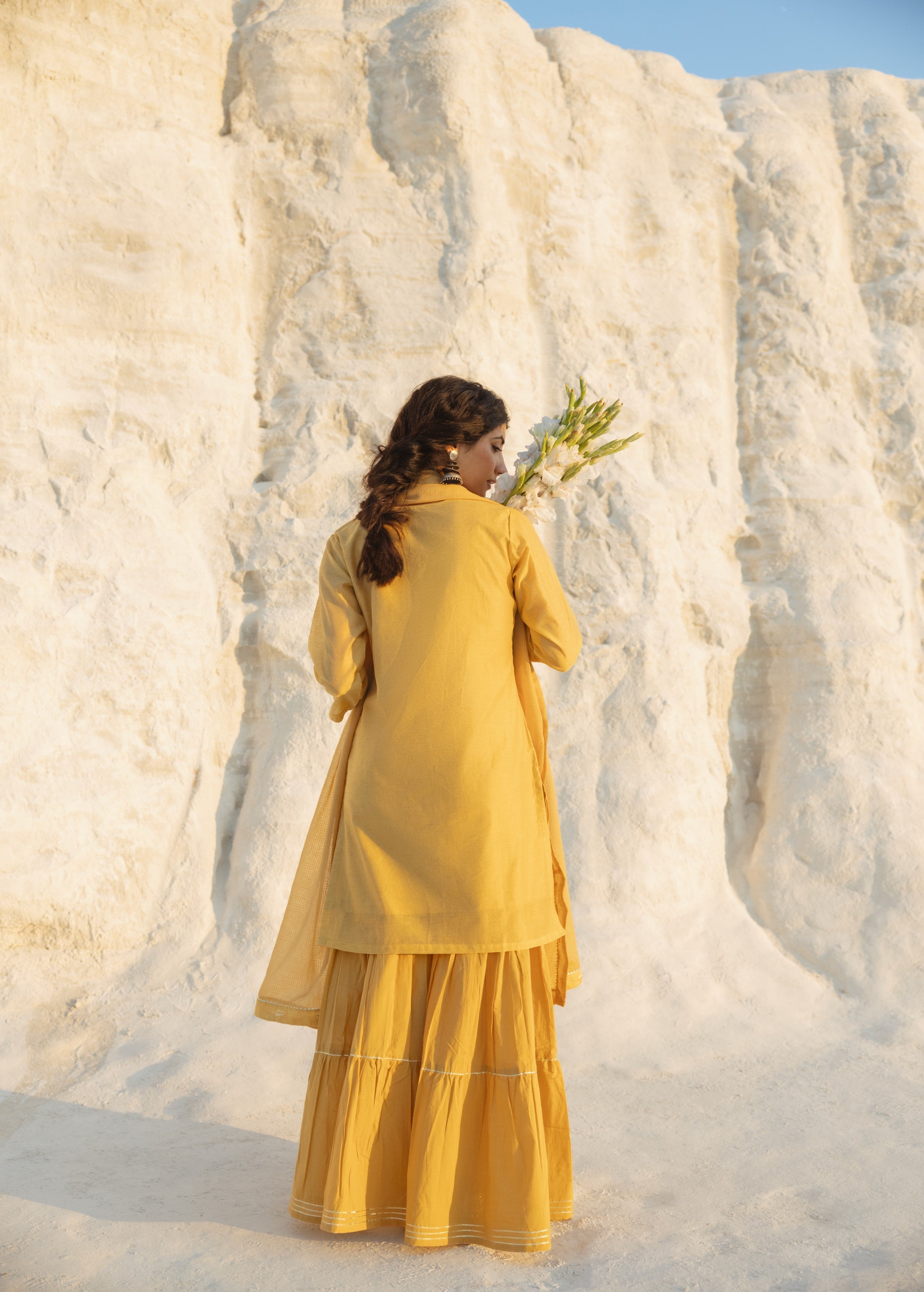 Marigold Embroidered Chanderi Silk Sharara Set