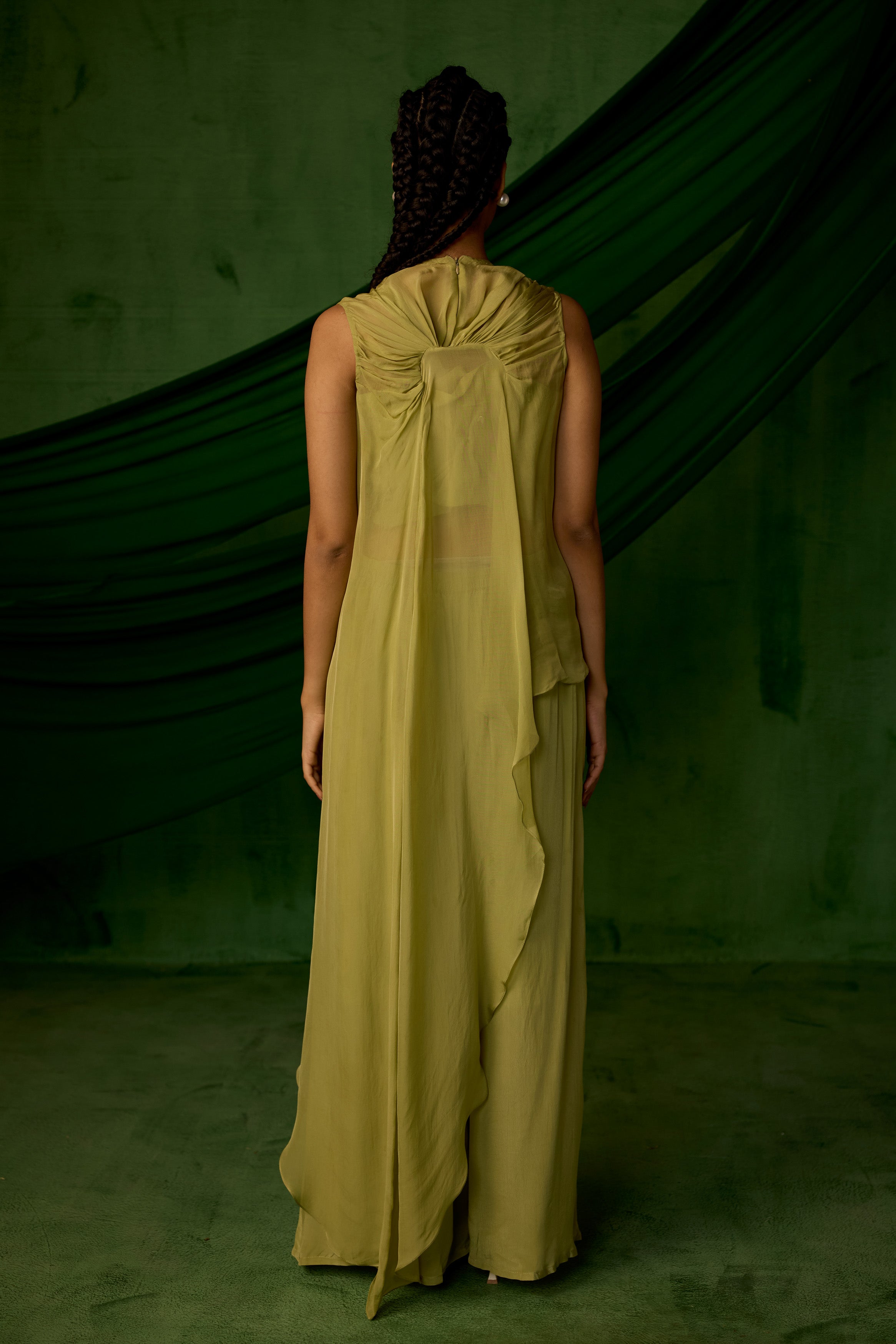 Soft Green Embellished Premium Crepe Silk Co-Ord Set