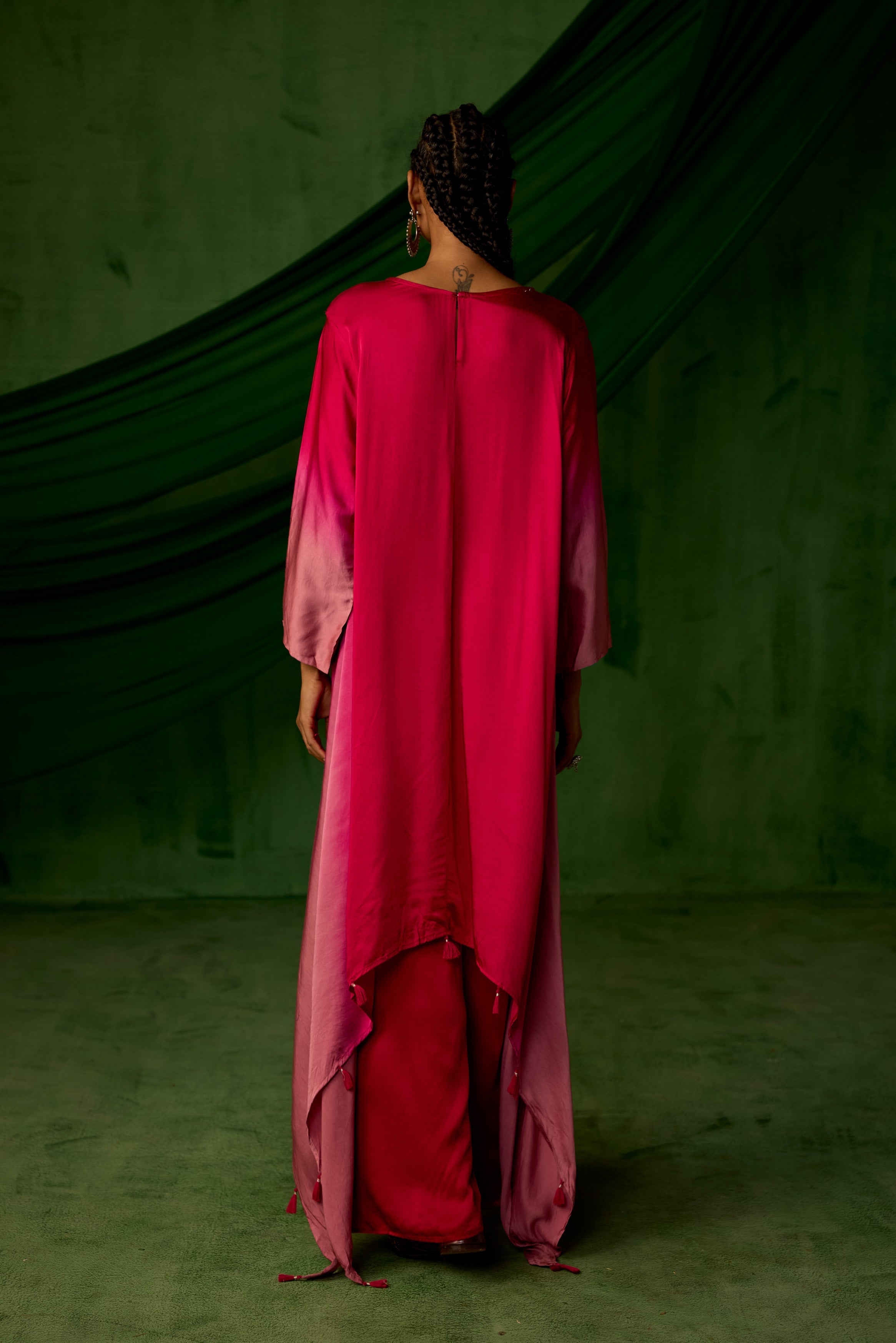 Blush Pink Embellished Satin Silk Kurta Set