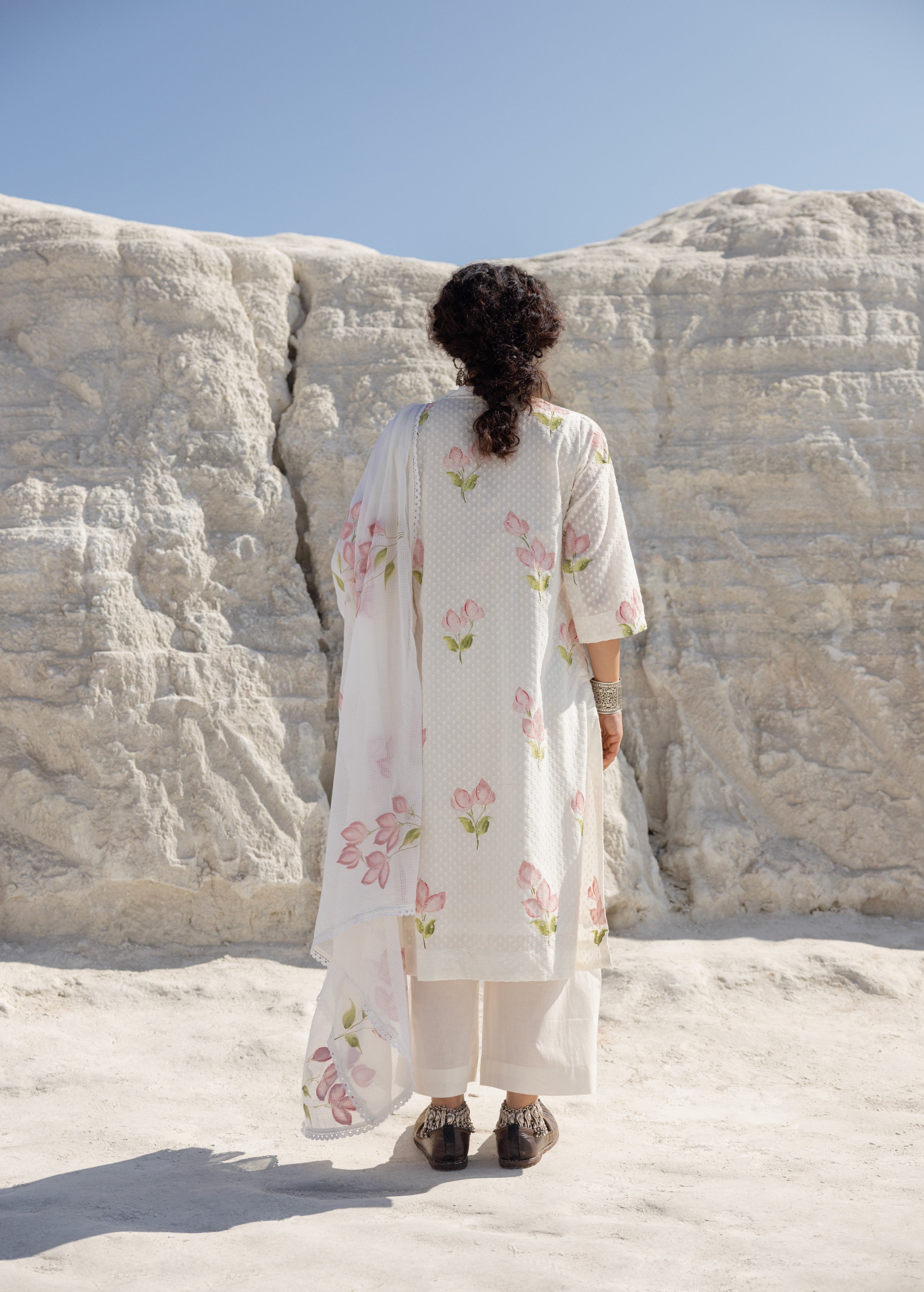 Off-White and Pink Painted Organic Cotton Pant Set