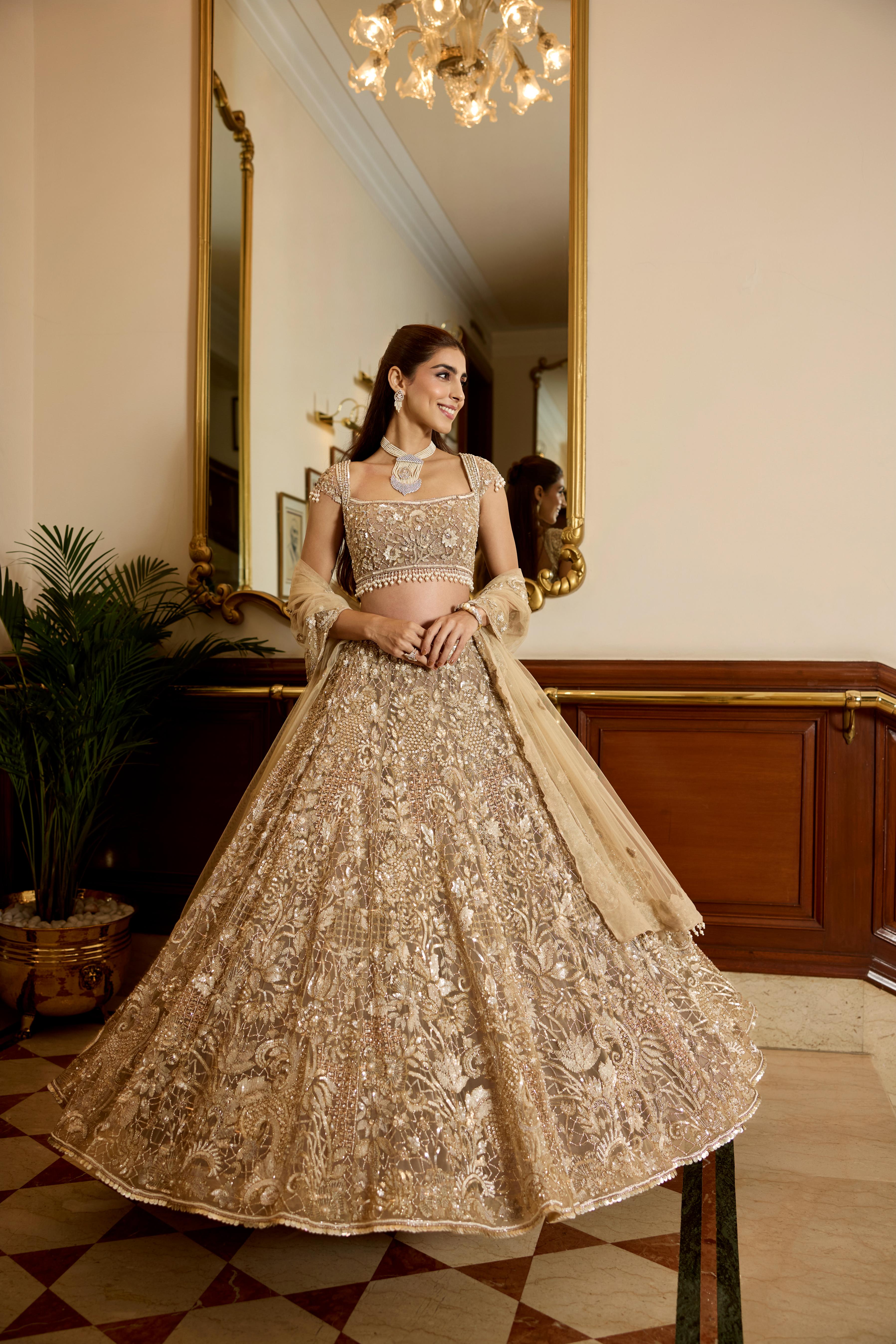 Champagne Gold Embellished Premium Lehenga Set
