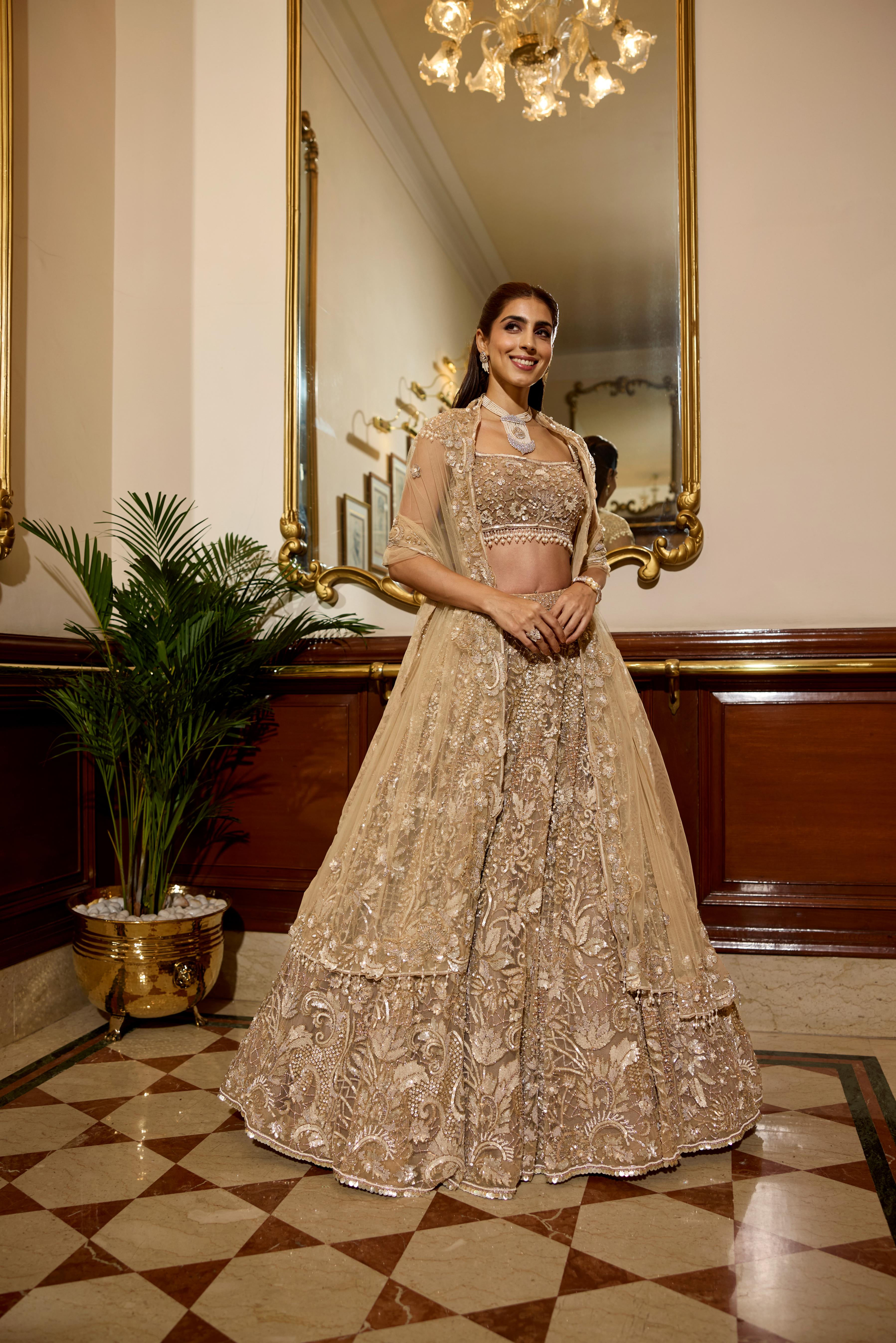 Champagne Gold Embellished Premium Lehenga Set