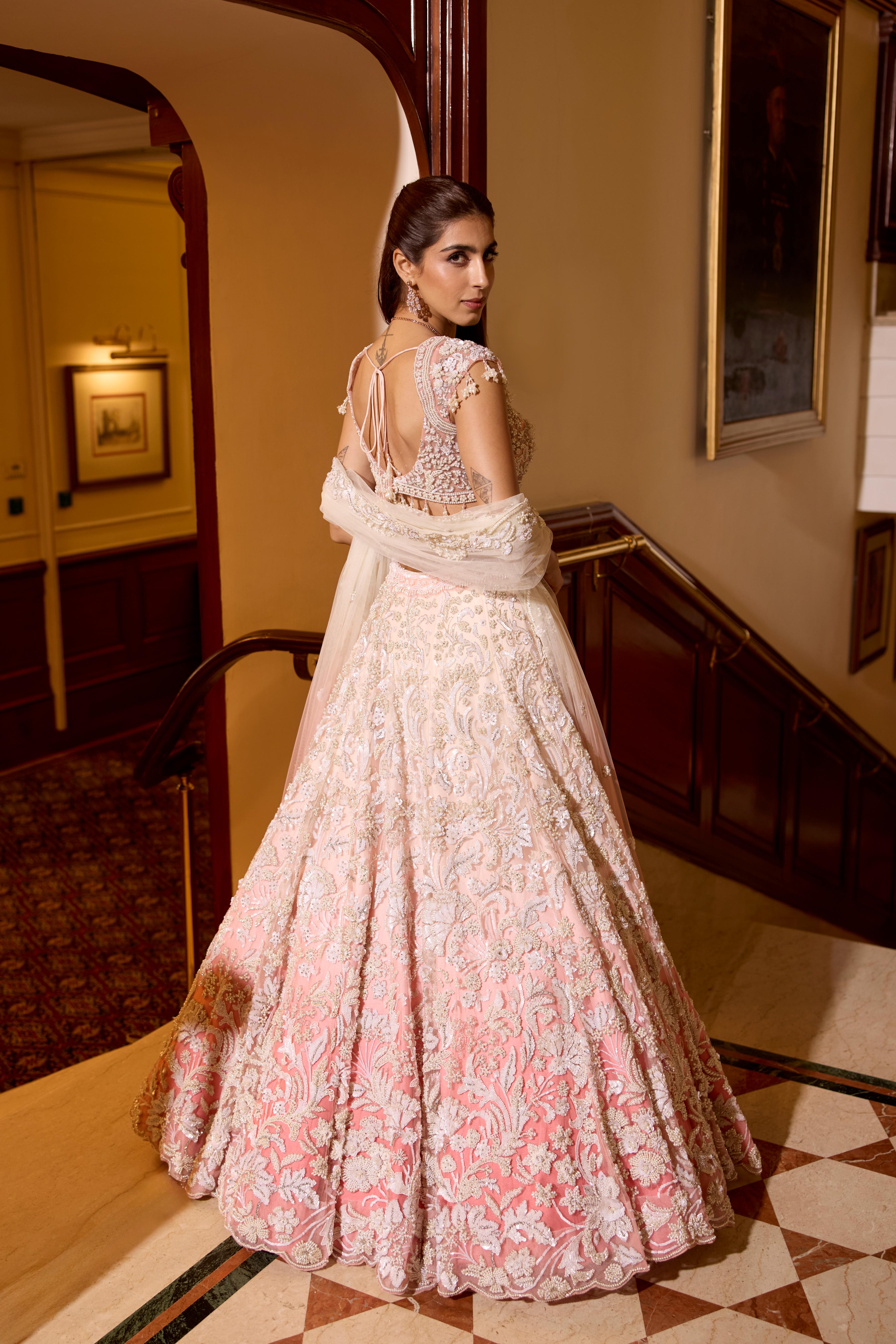 Blush Pink Ombre Embellished Premium Lehenga Set