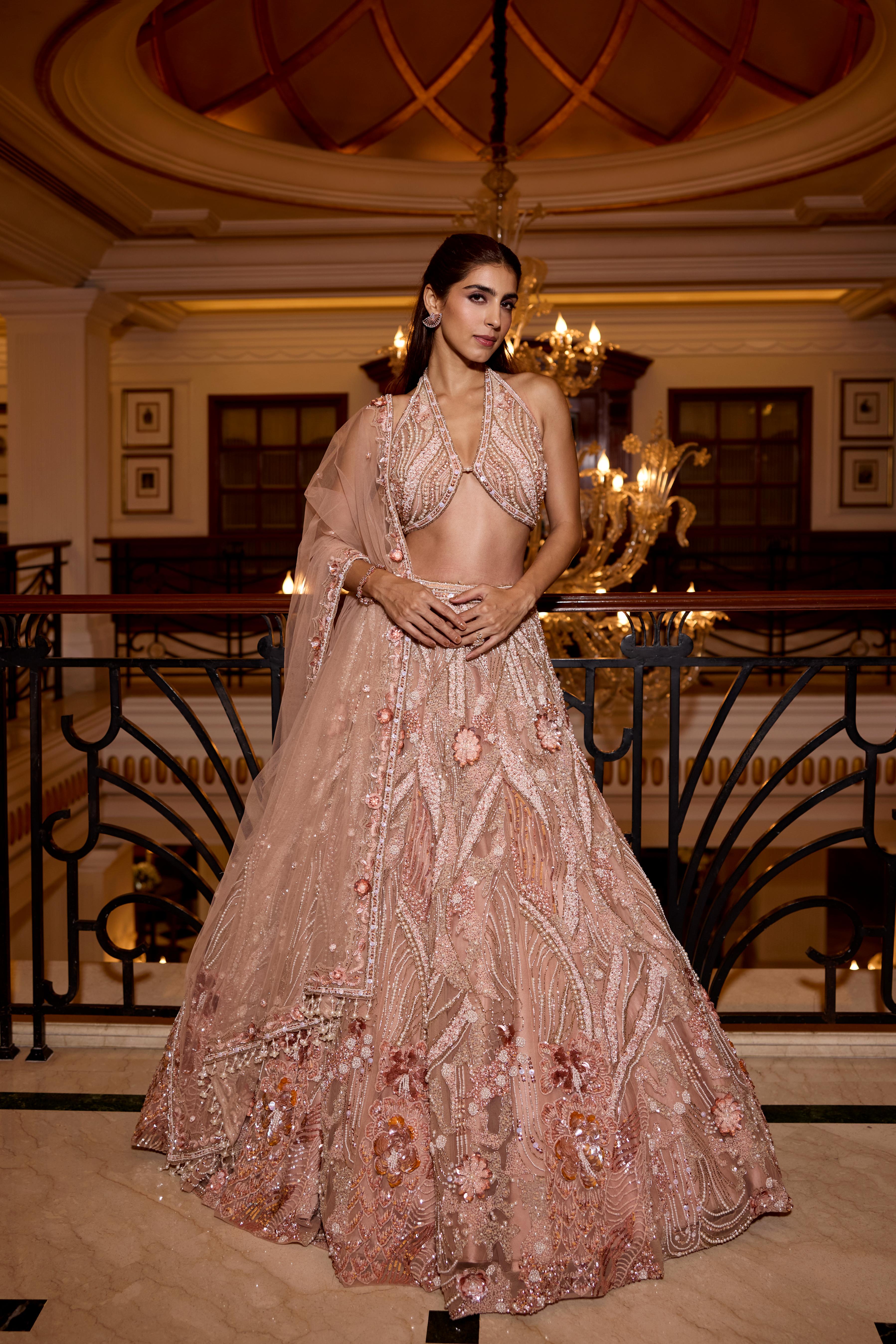 Dusty Rose Embellished Premium Lehenga Set