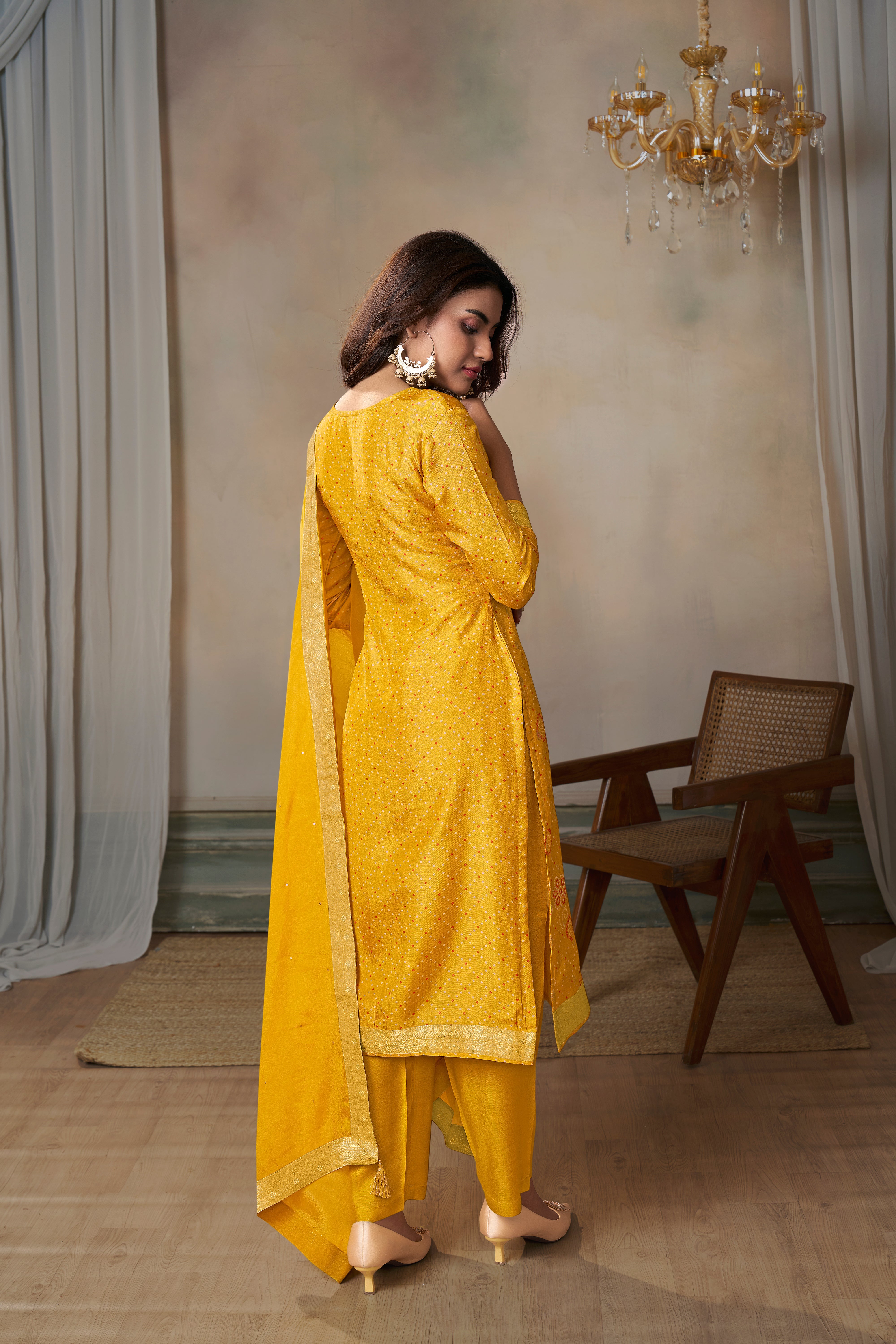 Holy Yellow Bandhej Kurta & Pant Set