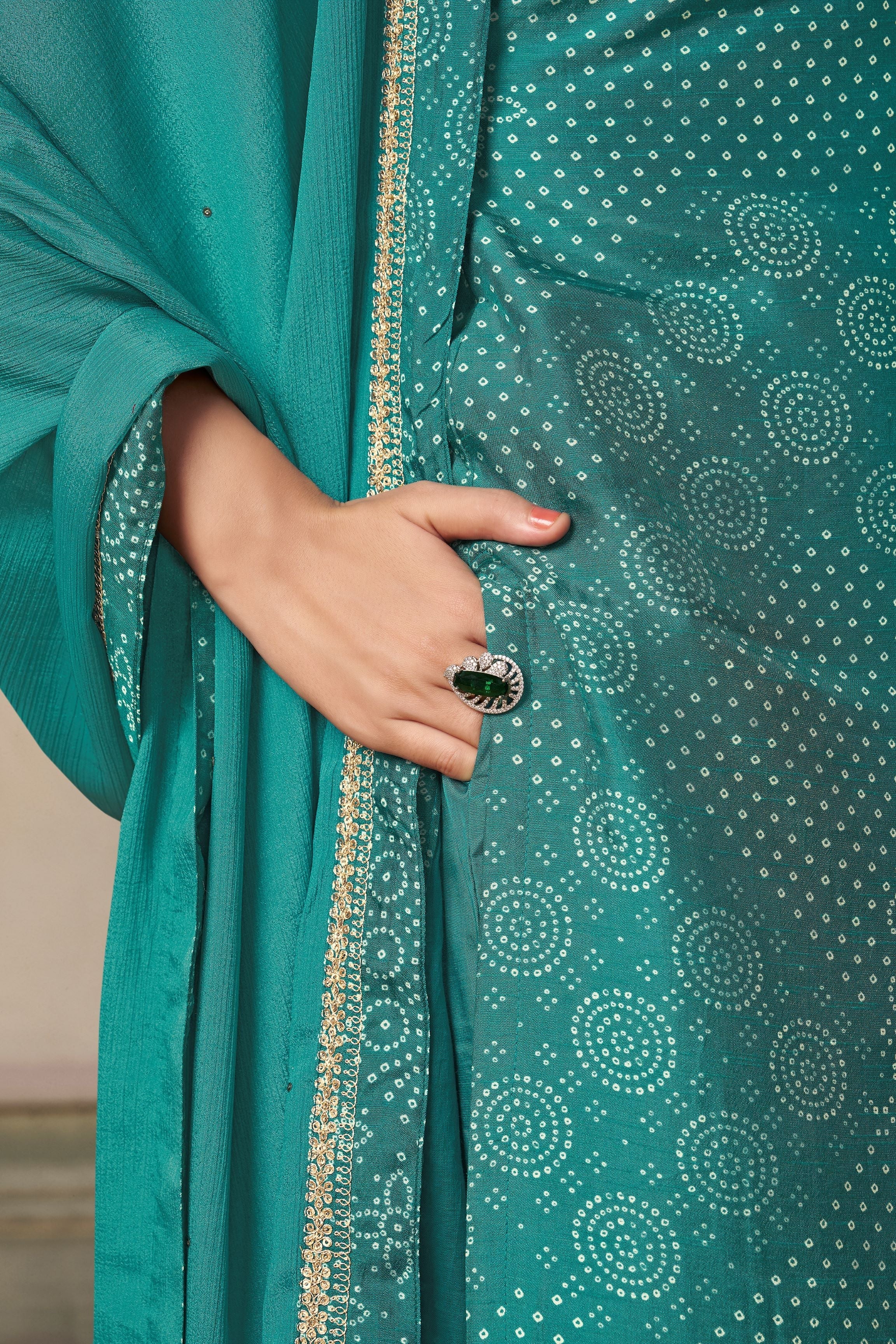 Turquoise Bandhani Printed Kurta & Pant Set