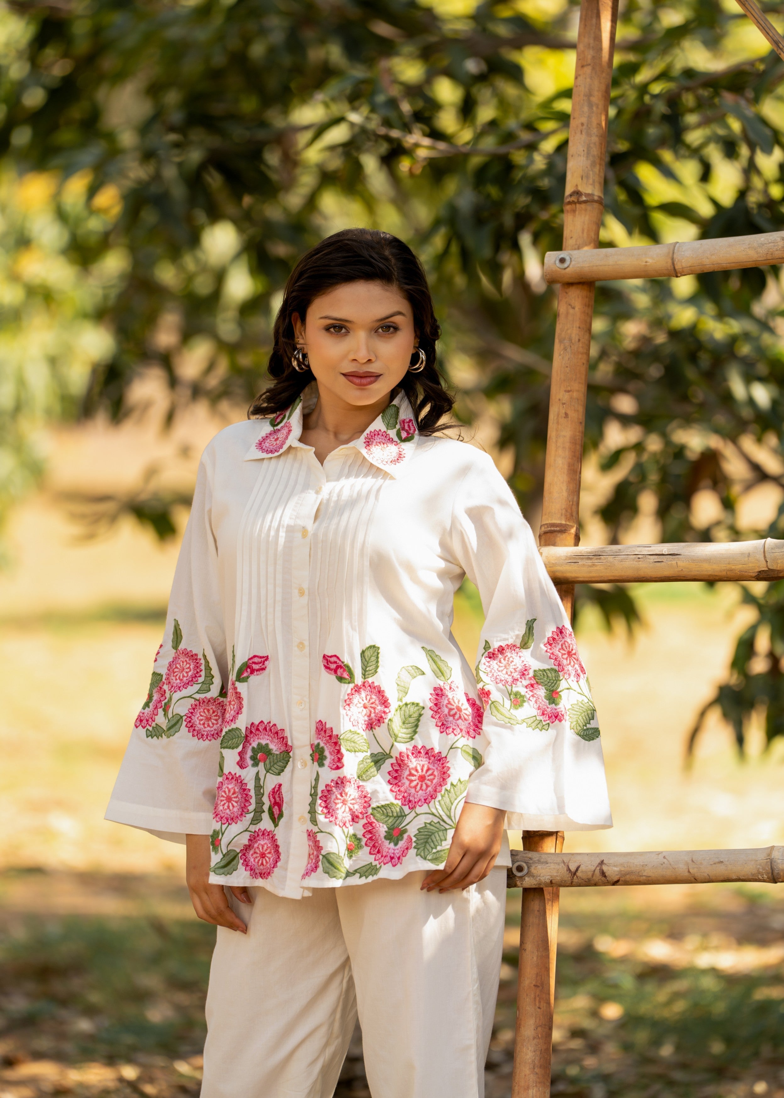 Crisp White Embroidered Cotton Co-Ord Set