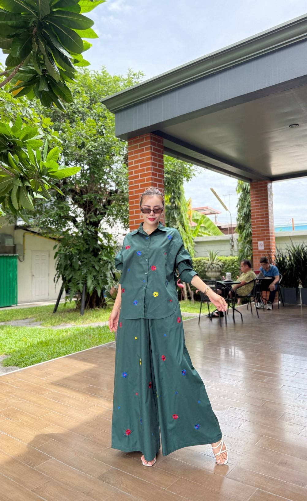 Moss Green Embroidered Organic Cotton Co-Ord Set