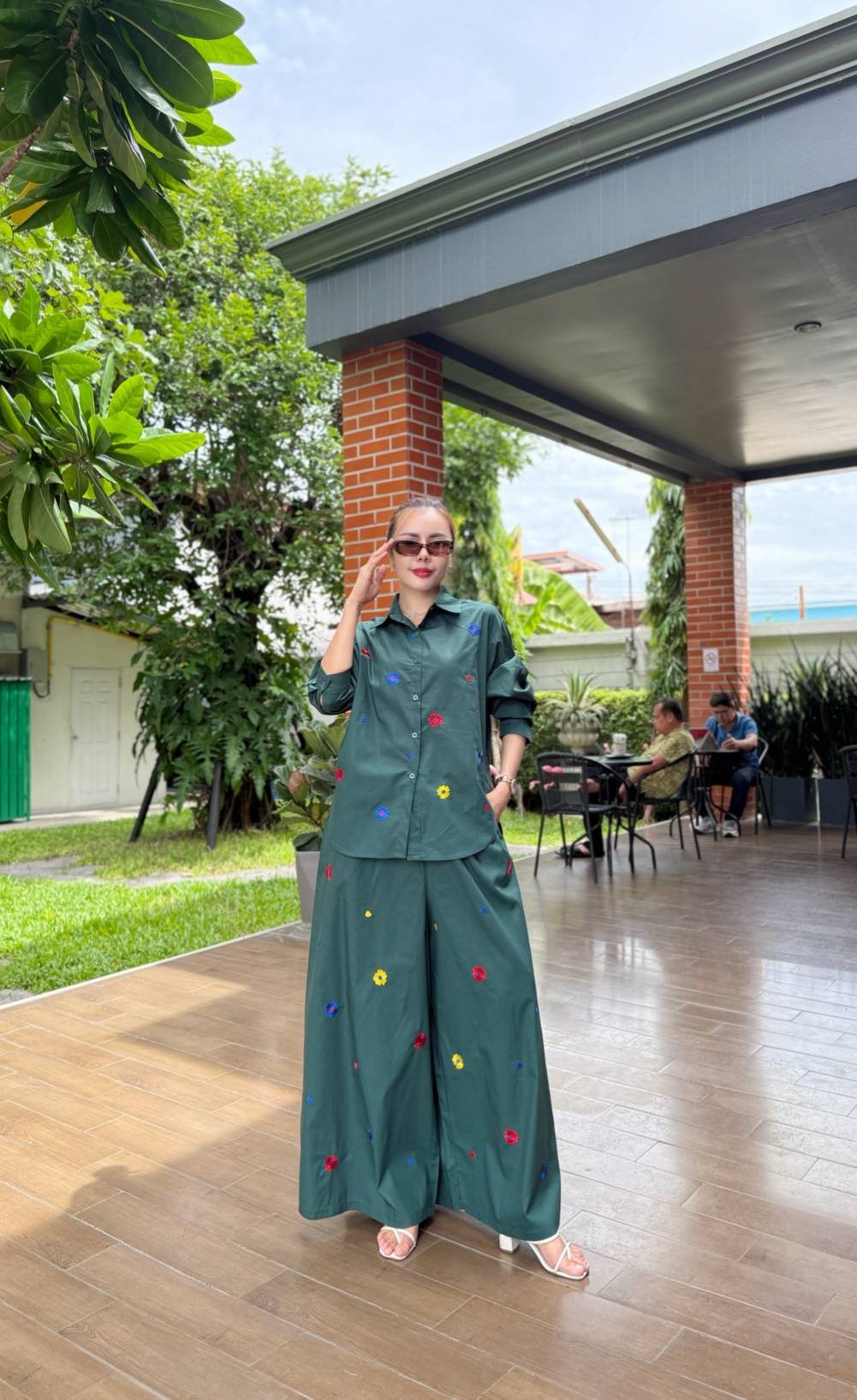 Moss Green Embroidered Organic Cotton Co-Ord Set