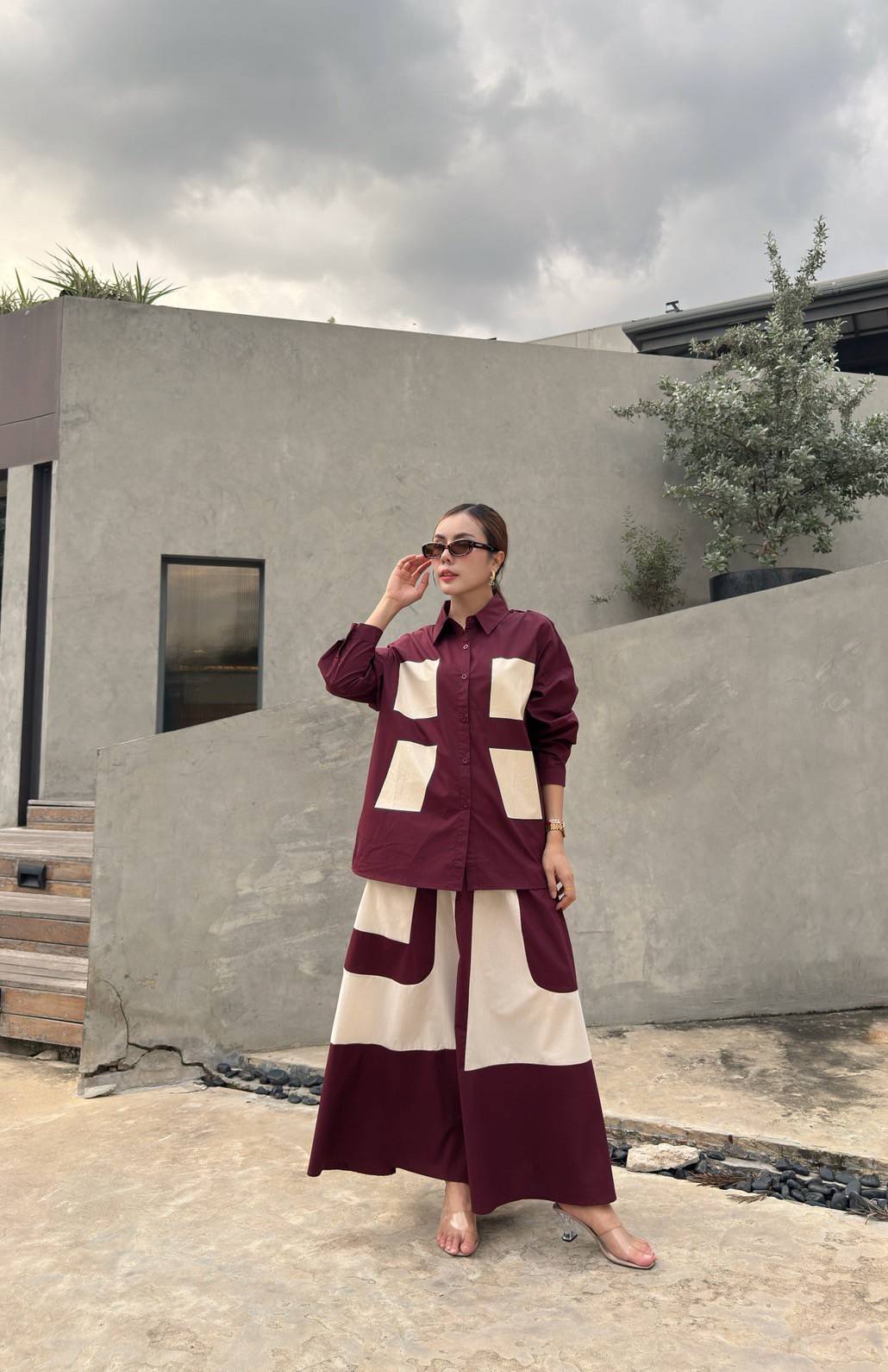 Wine Printed Organic Cotton Co-Ord Set