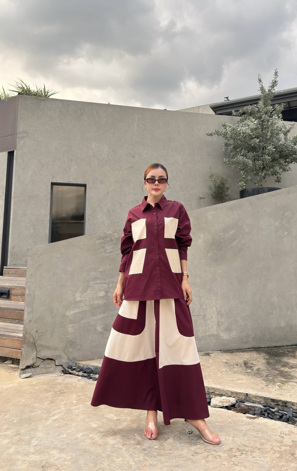 Wine Printed Organic Cotton Co-Ord Set