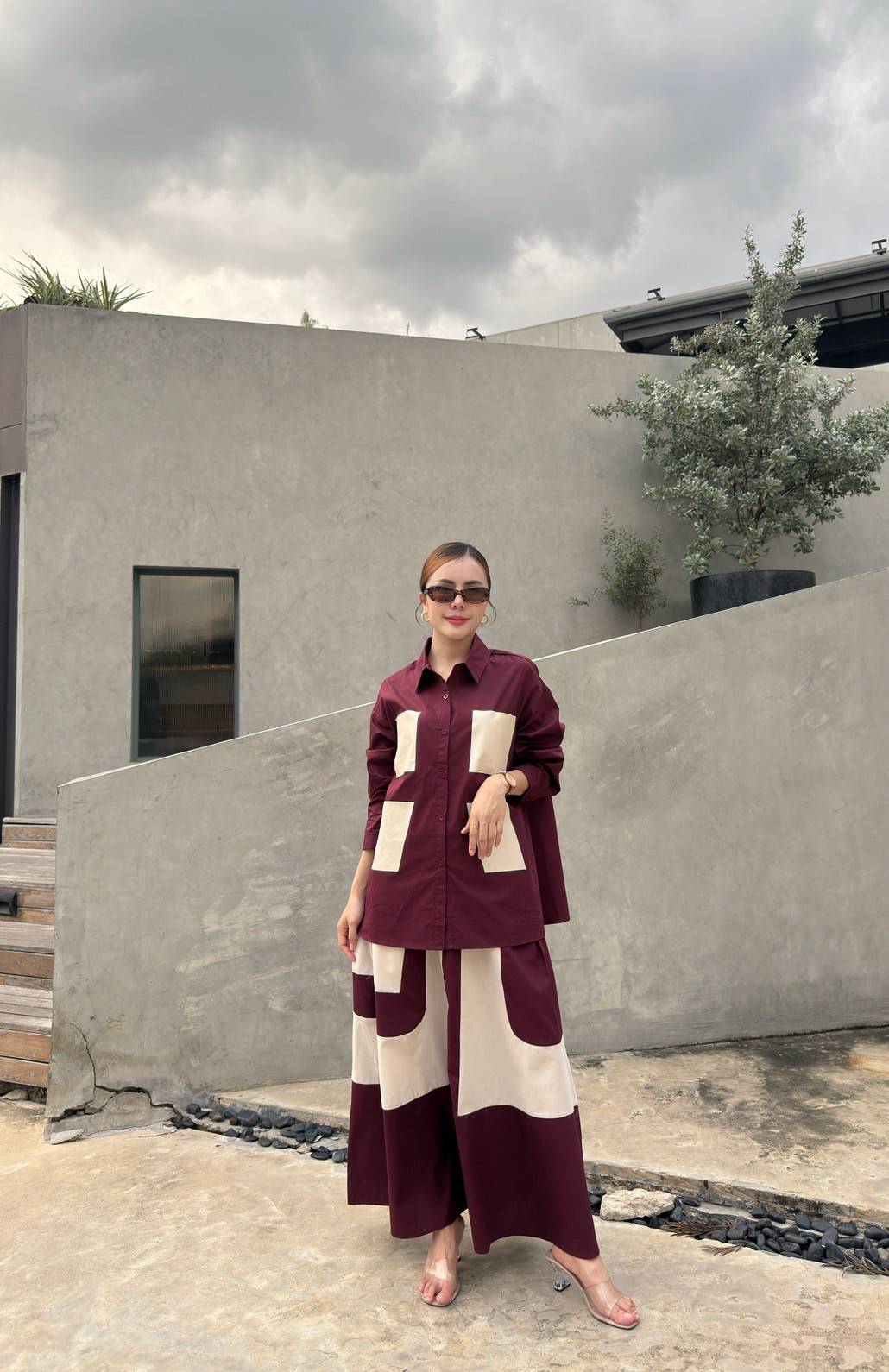 Wine Printed Organic Cotton Co-Ord Set