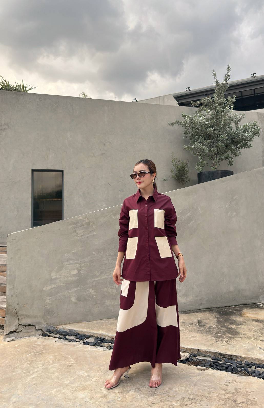 Wine Printed Organic Cotton Co-Ord Set