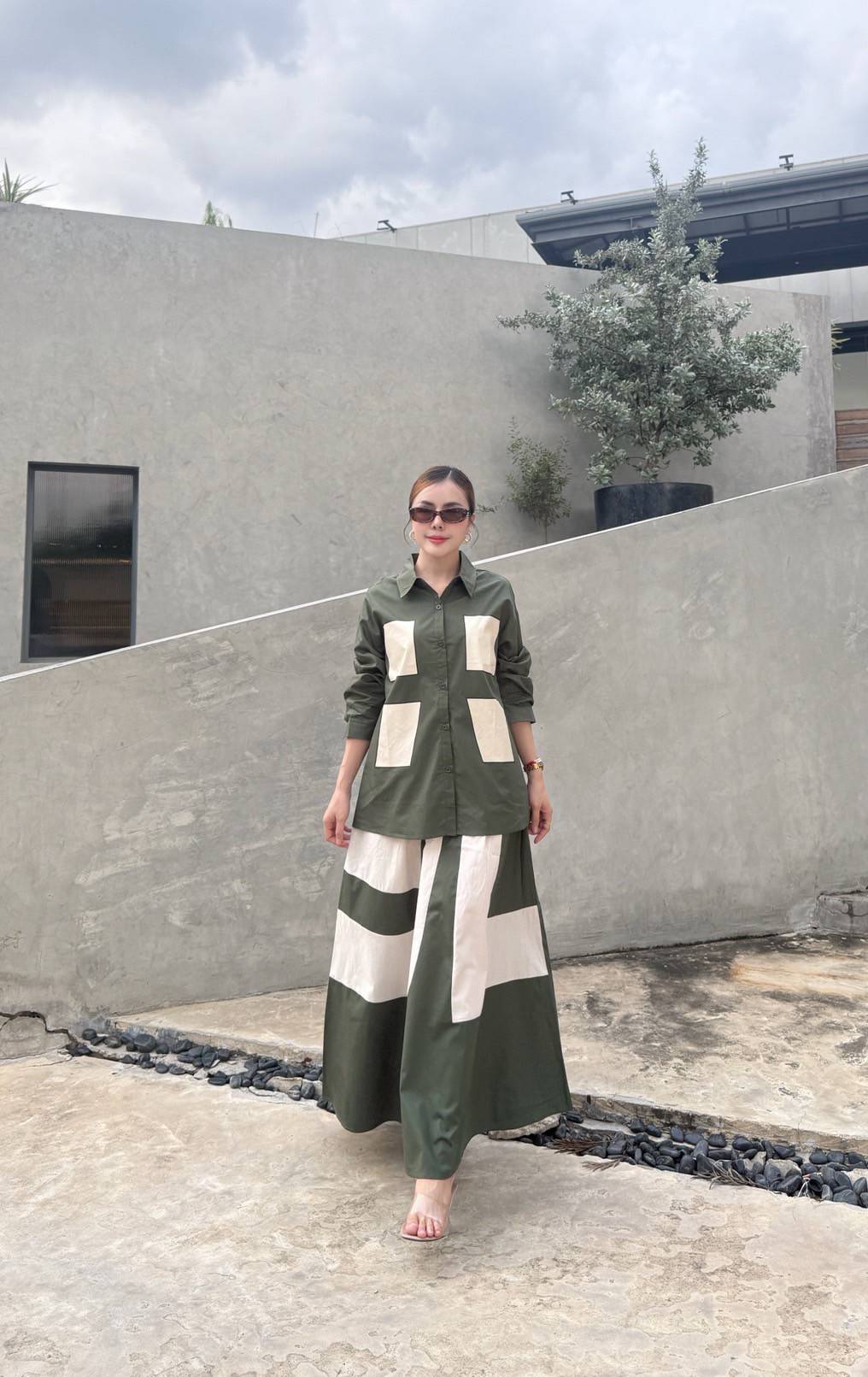 Olive Green Printed Organic Cotton Co-Ord Set