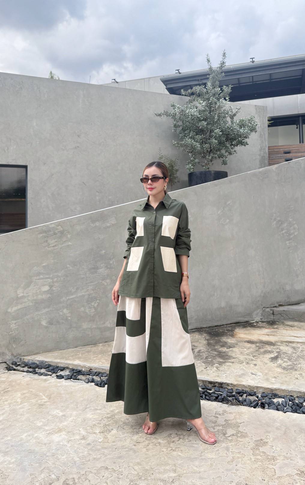 Olive Green Printed Organic Cotton Co-Ord Set