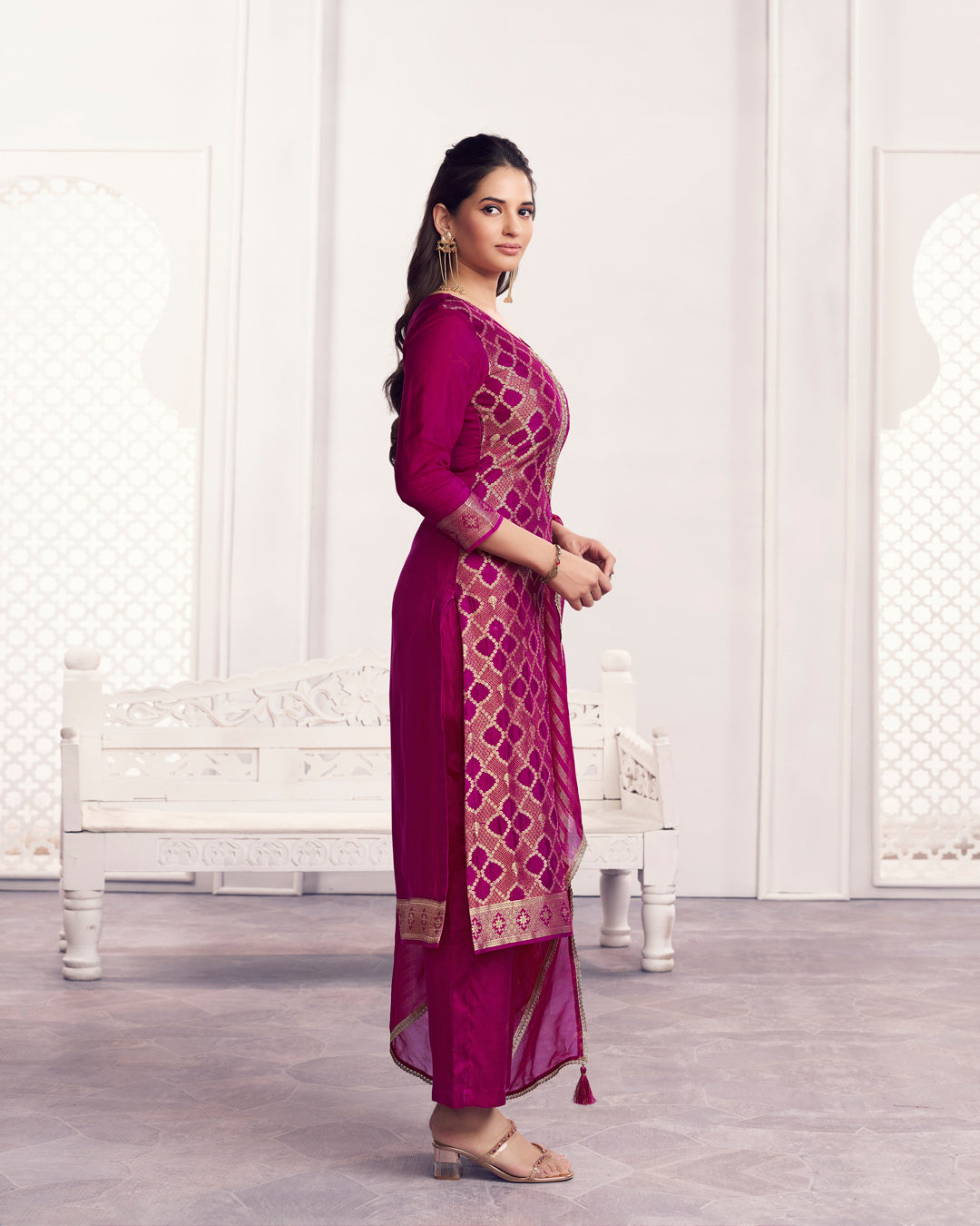Rani Glow Embellished Chiniya Silk Pant Set