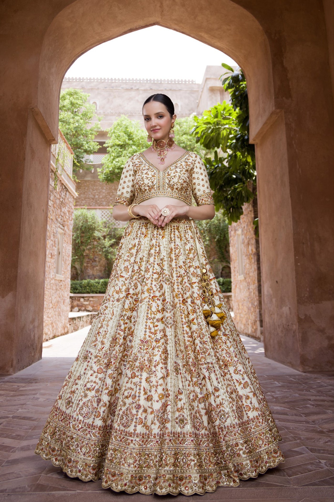 Ivory Heavy Embroidered Lehenga Set