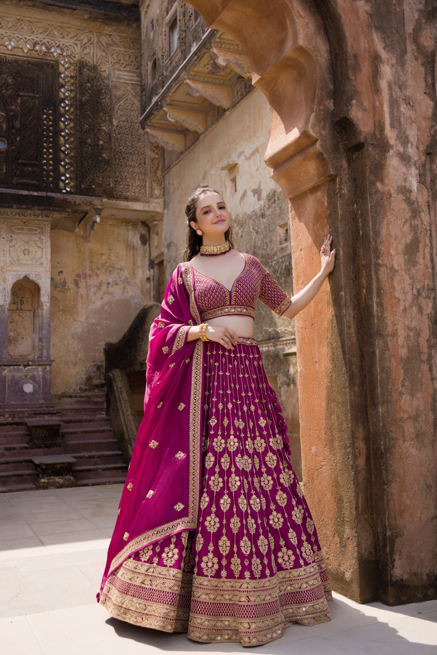 Rouge Pink Embellished Lehenga Set