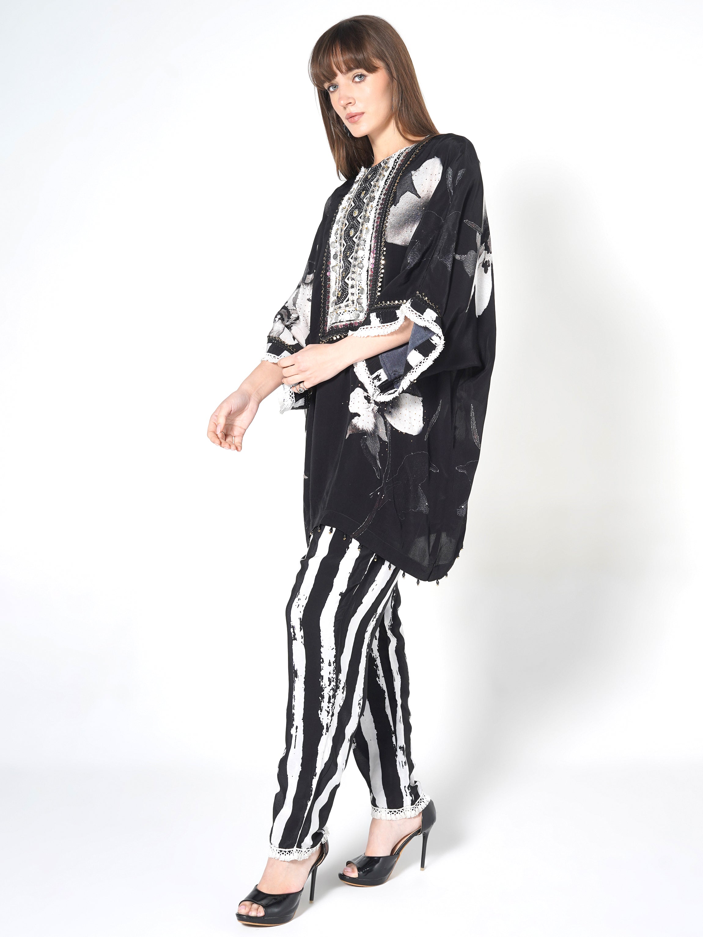 Ebony Black Printed Crepe Silk Co-Ord Set