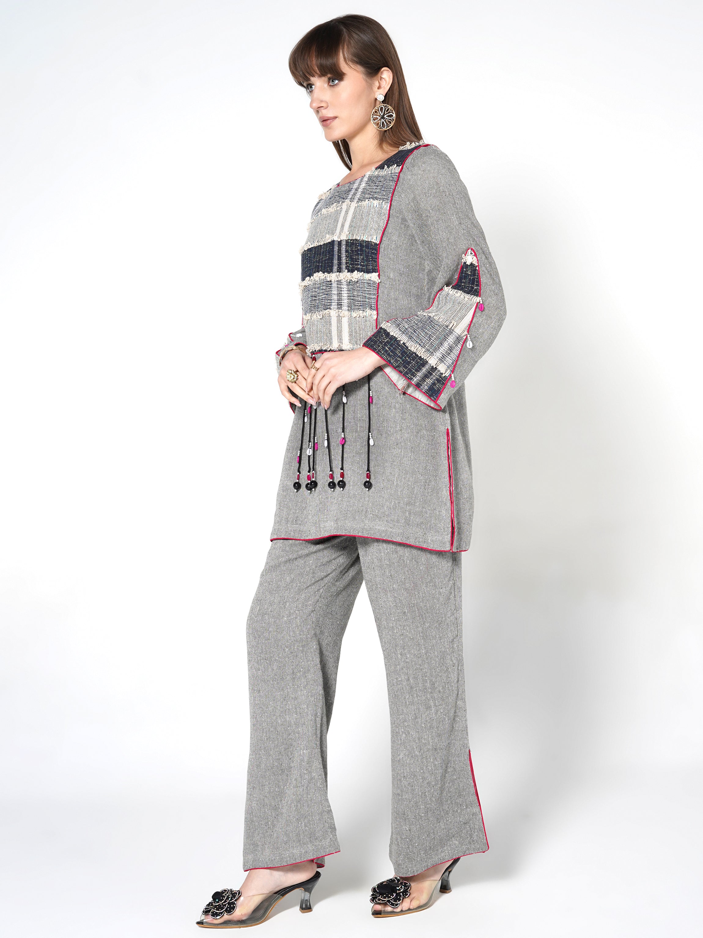 Heather Grey & Navy Patchwork Jute Co-ord Set