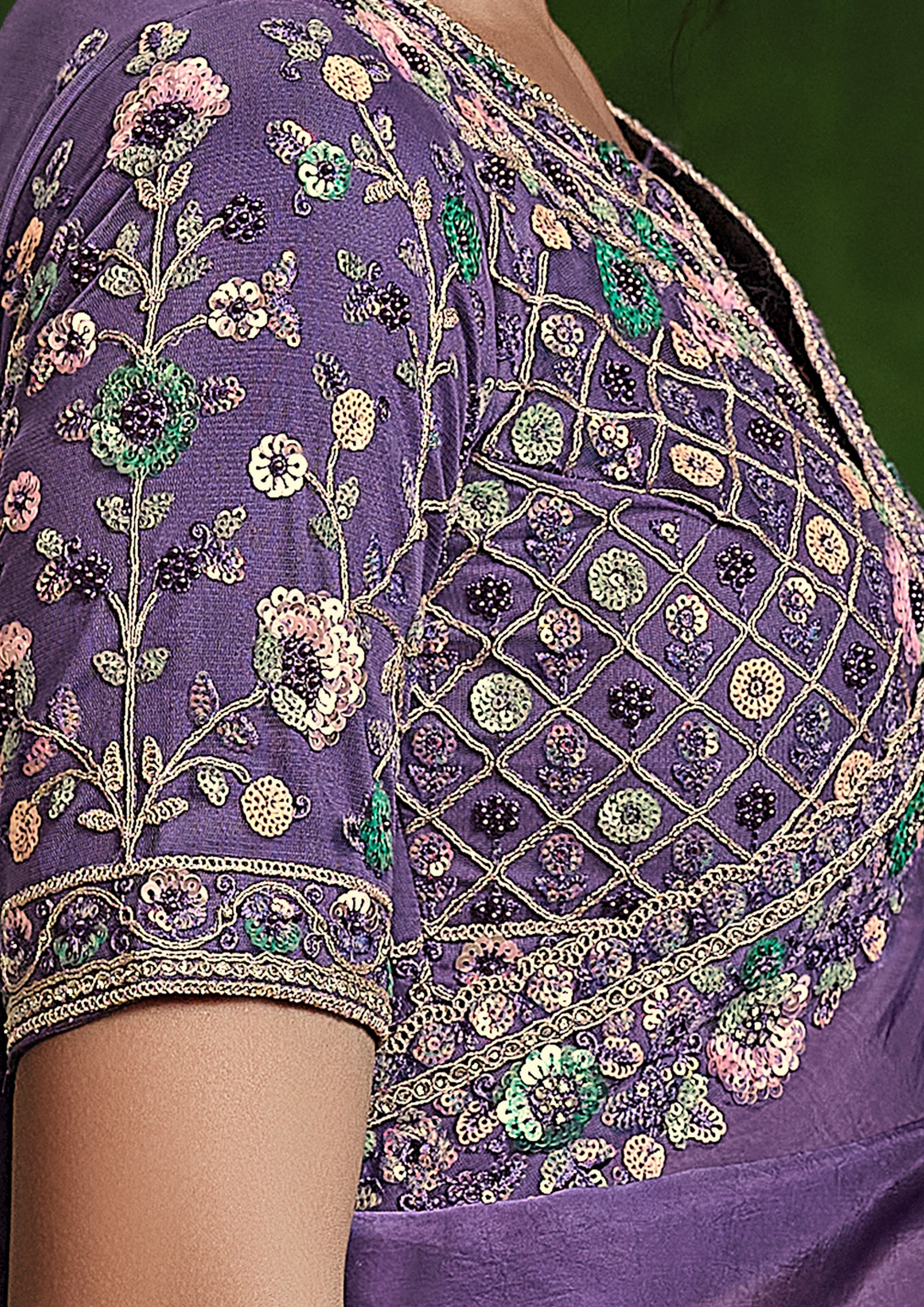 Grape Mist Embellished Habutai Silk Saree
