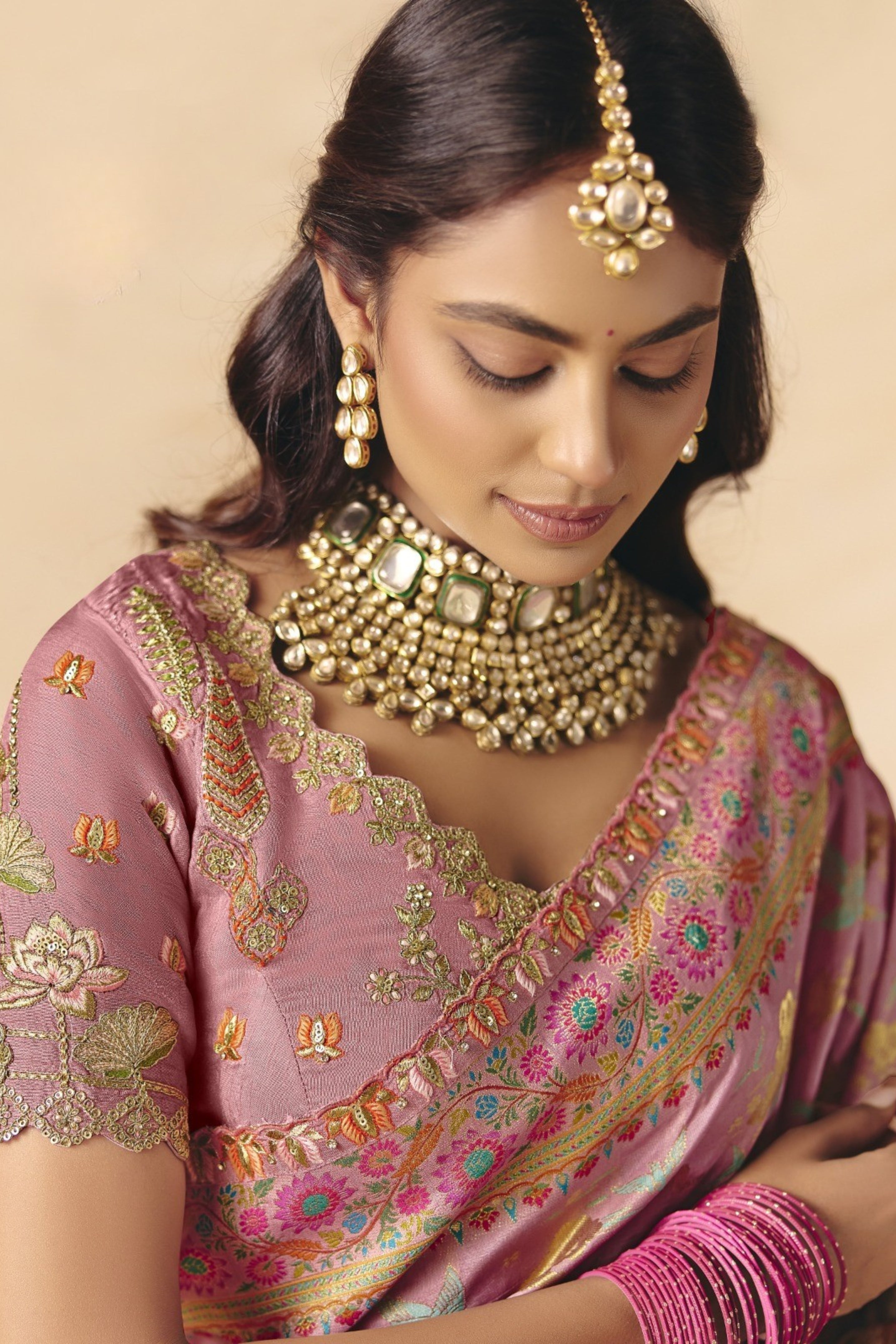 Heliotrope Purple Embellished Dola Silk Saree