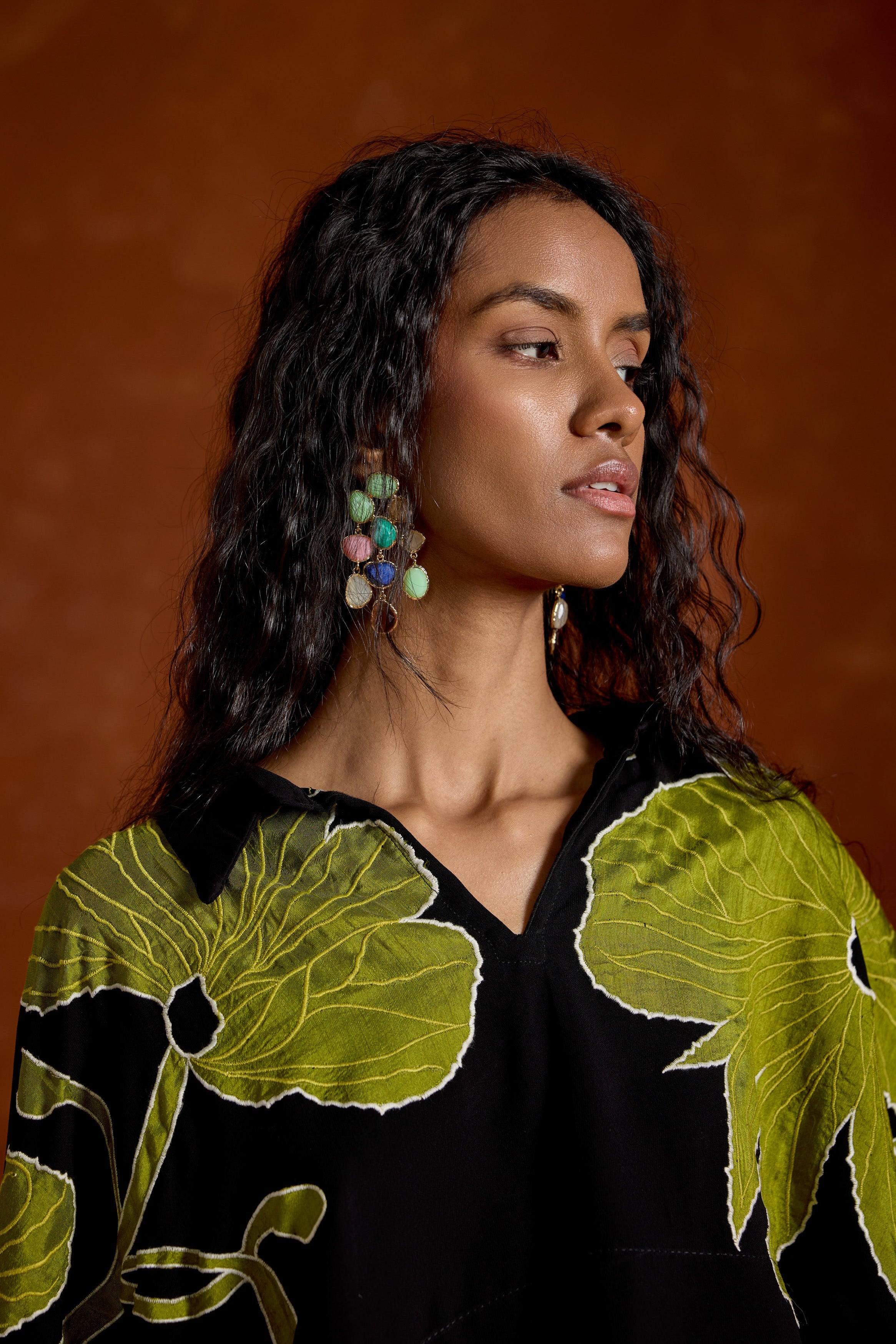 Black Embroidered Georgette Silk Co-Ord Set
