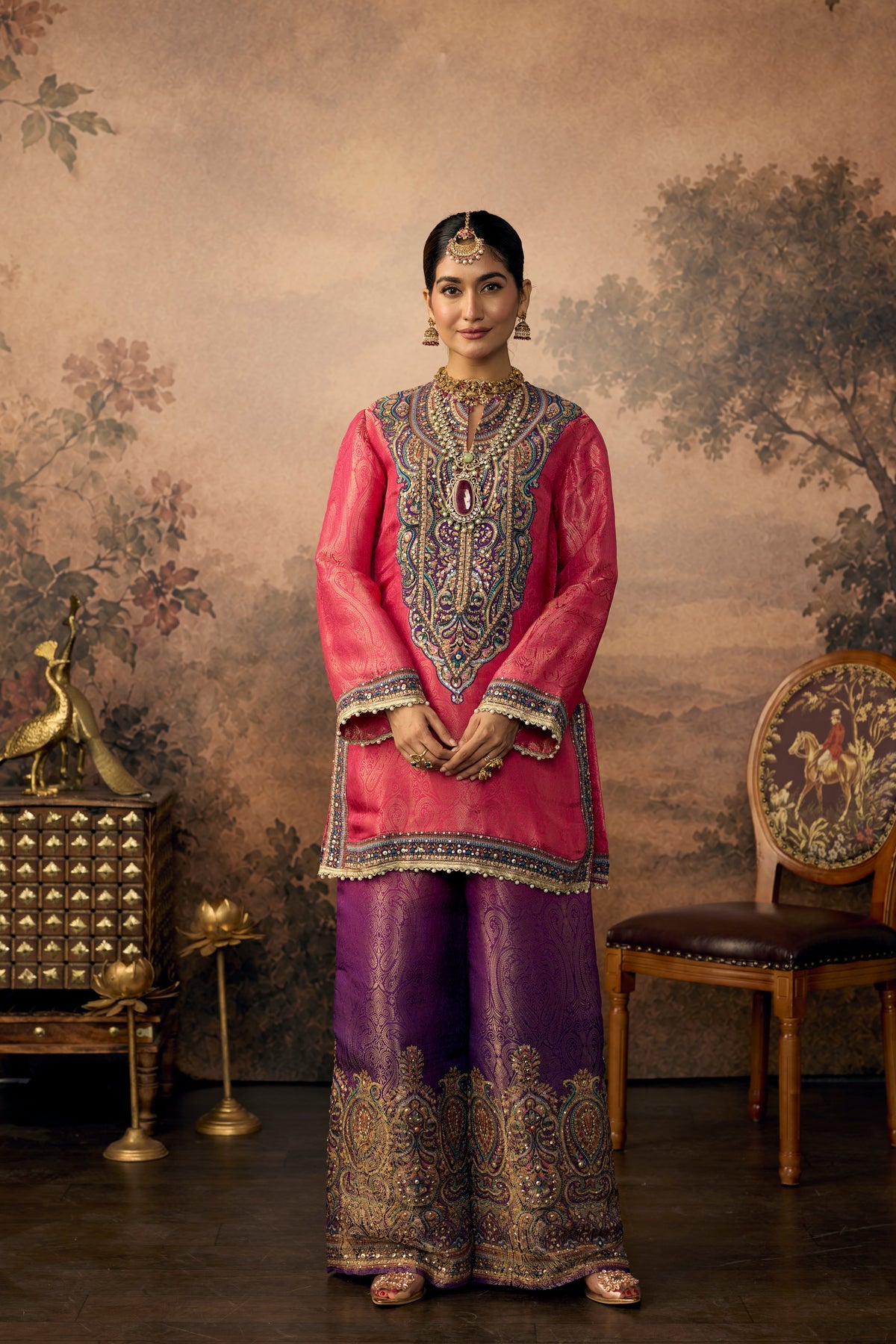 Rani Royal Embellished Banarasi Brocade Silk Palazzo Set