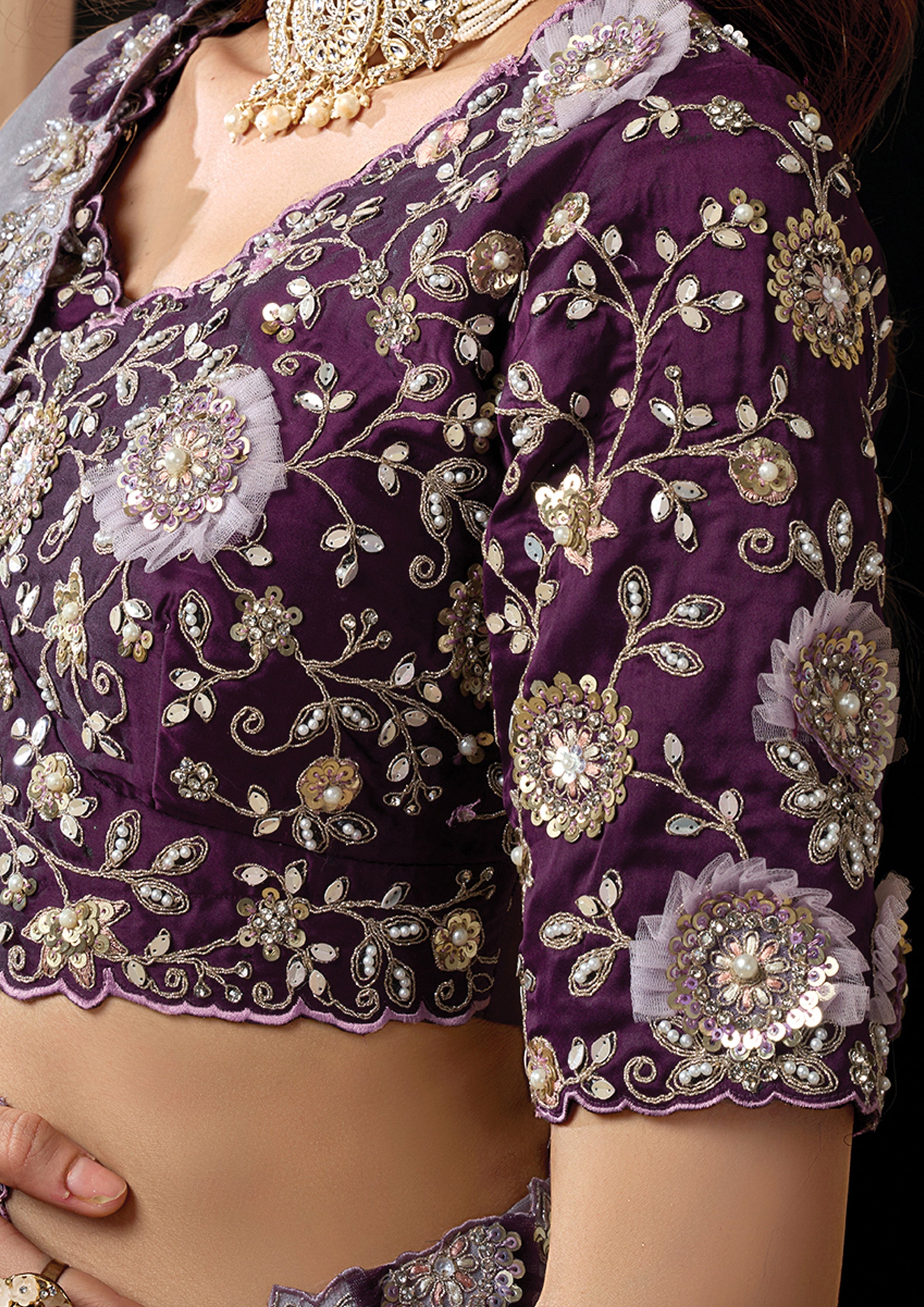 Soft Lavender Embellished Uppada Silk Saree