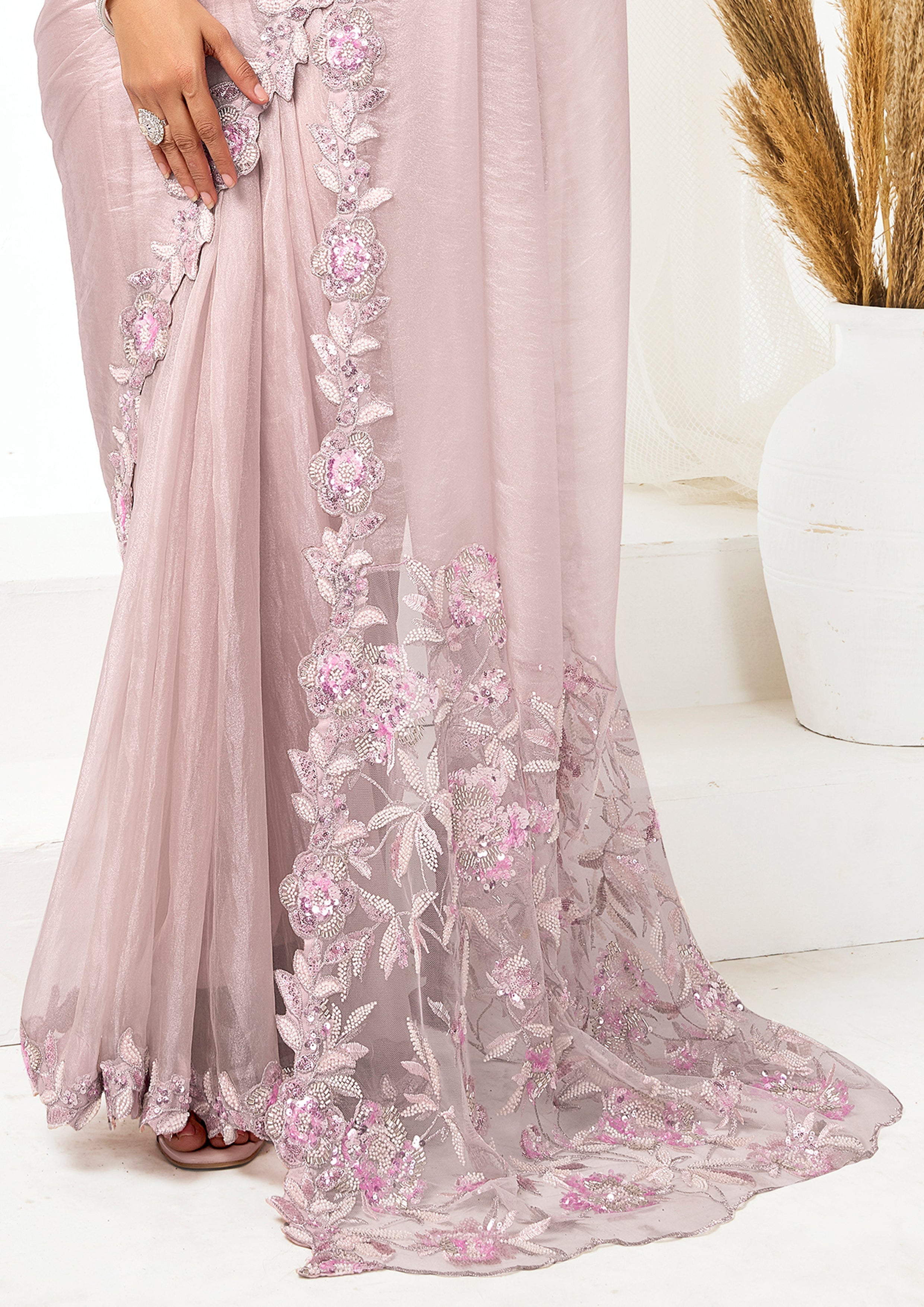 Lavender Mist Embellished Jimmy Choo Saree