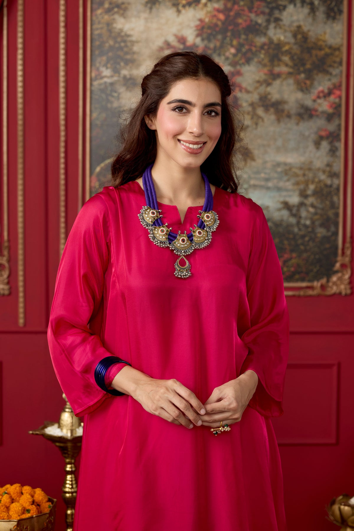 Magenta Pink Mango Silk Co-Ord Set