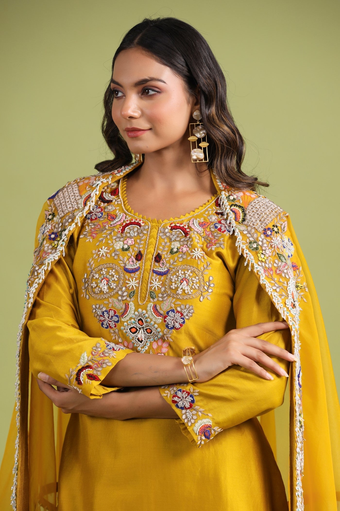 Golden Yellow Embellished Sharara Set