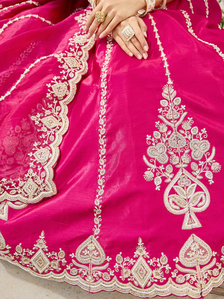 Rani Pink Embellished Premium Silk Lehenga Set