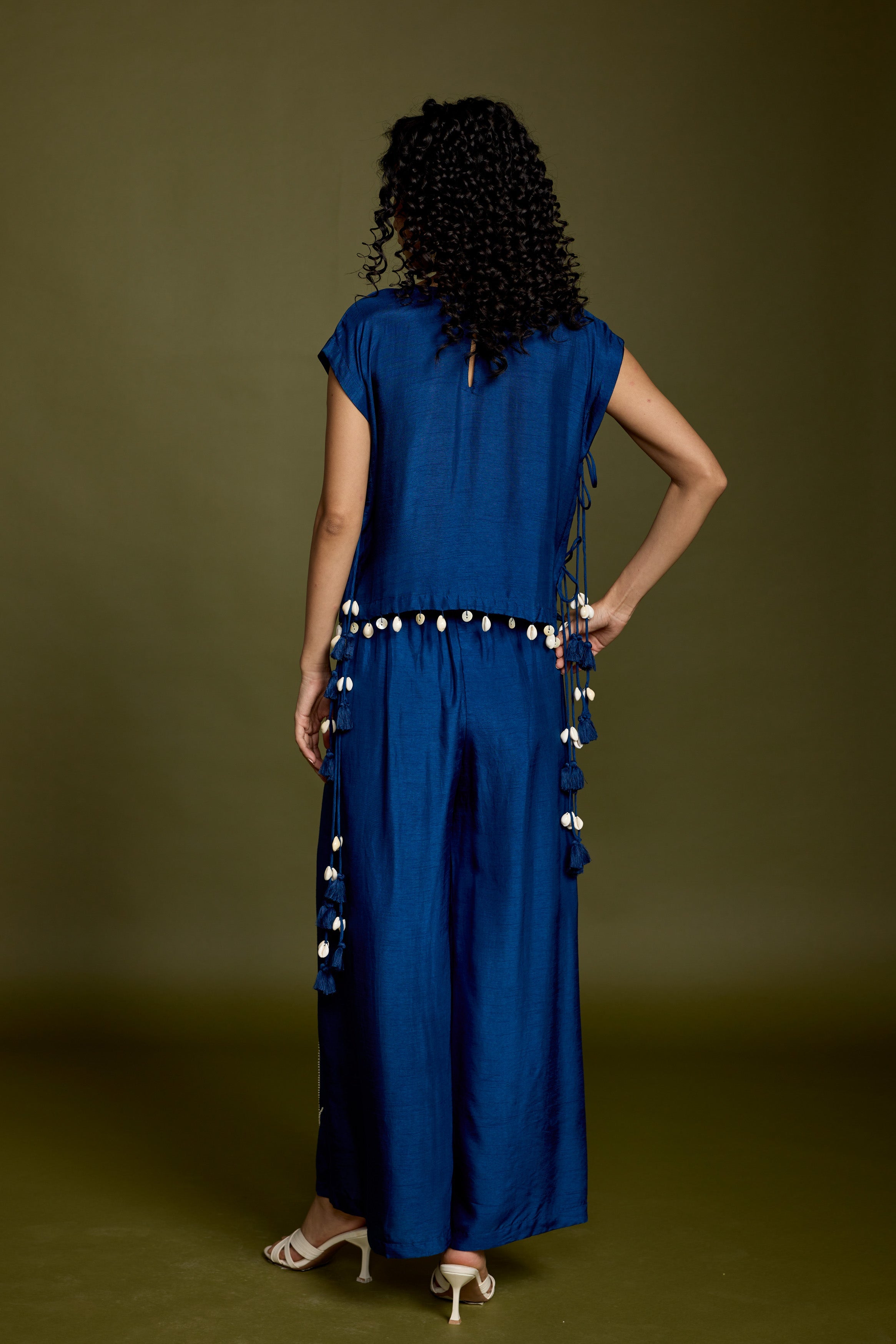 Royal Blue Embellished Raw Silk Co-ord Set