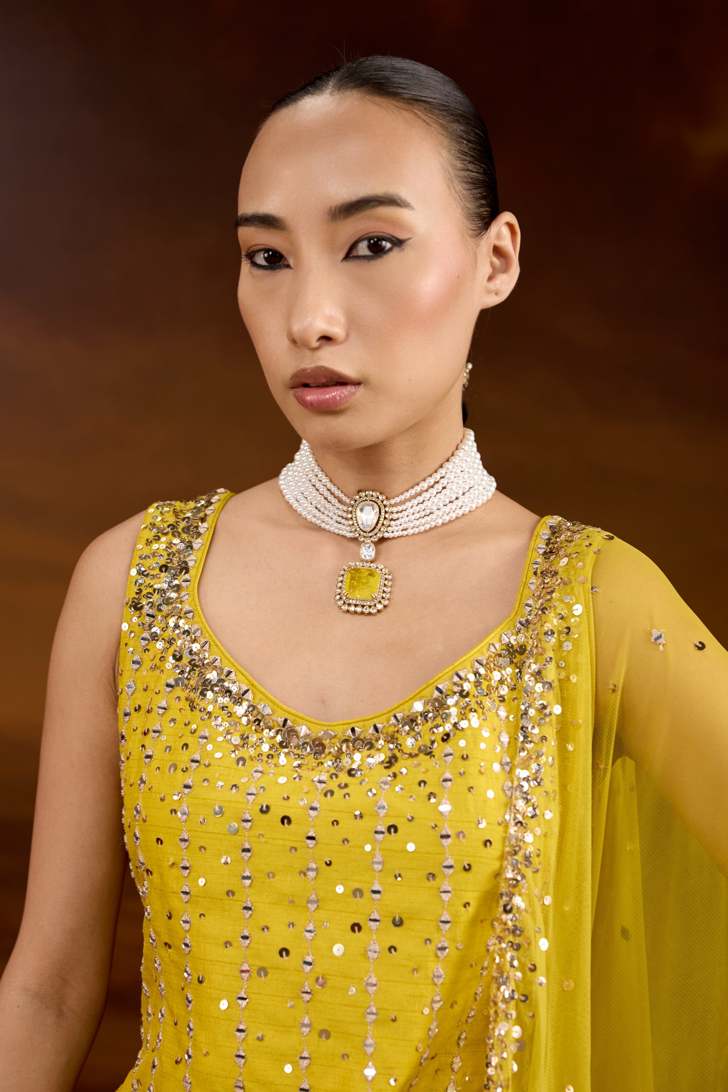 Vibrant Yellow Embellished Raw Silk Sharara Set