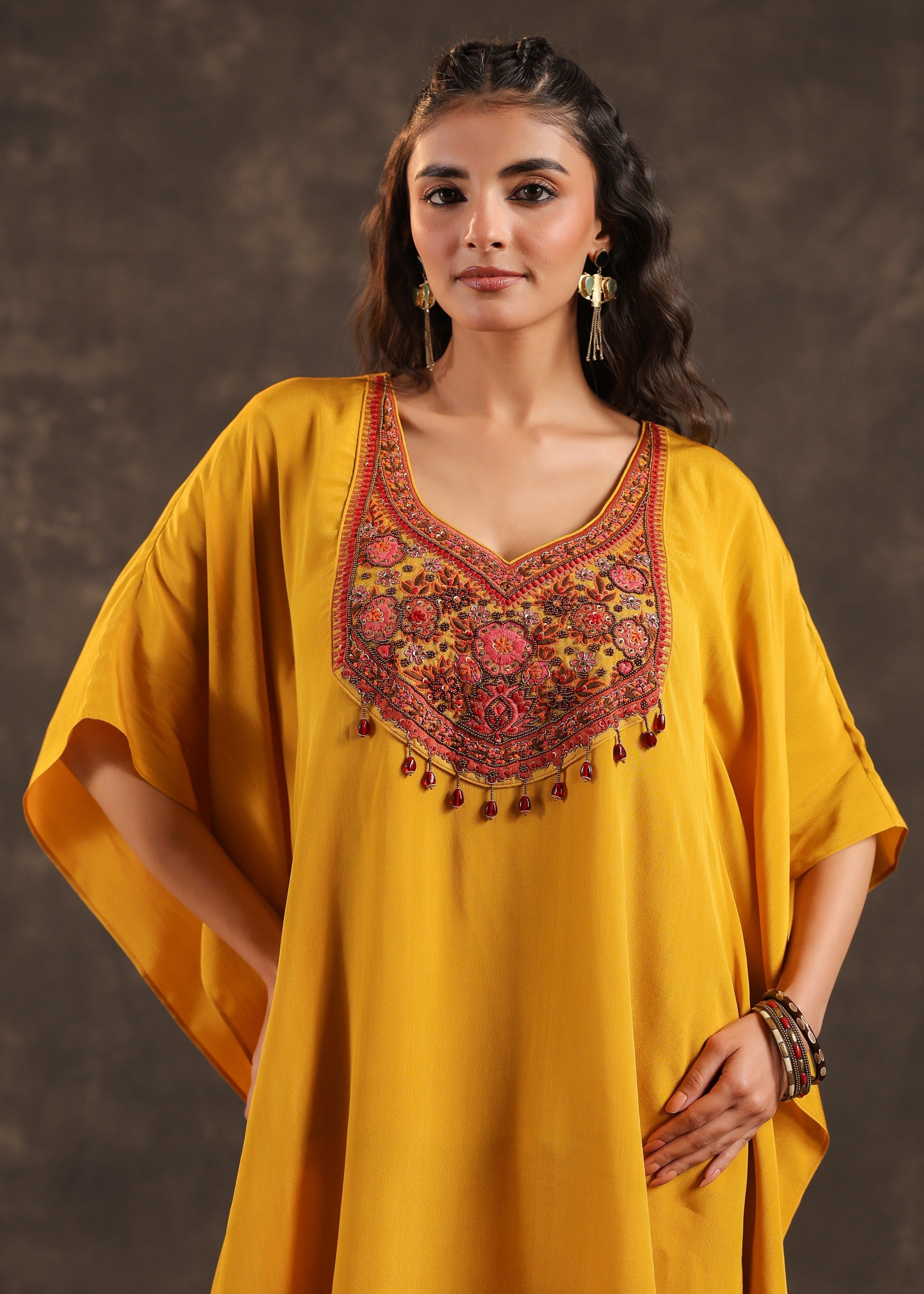 Mustard Glow Embellished Crepe Silk Dhoti Set