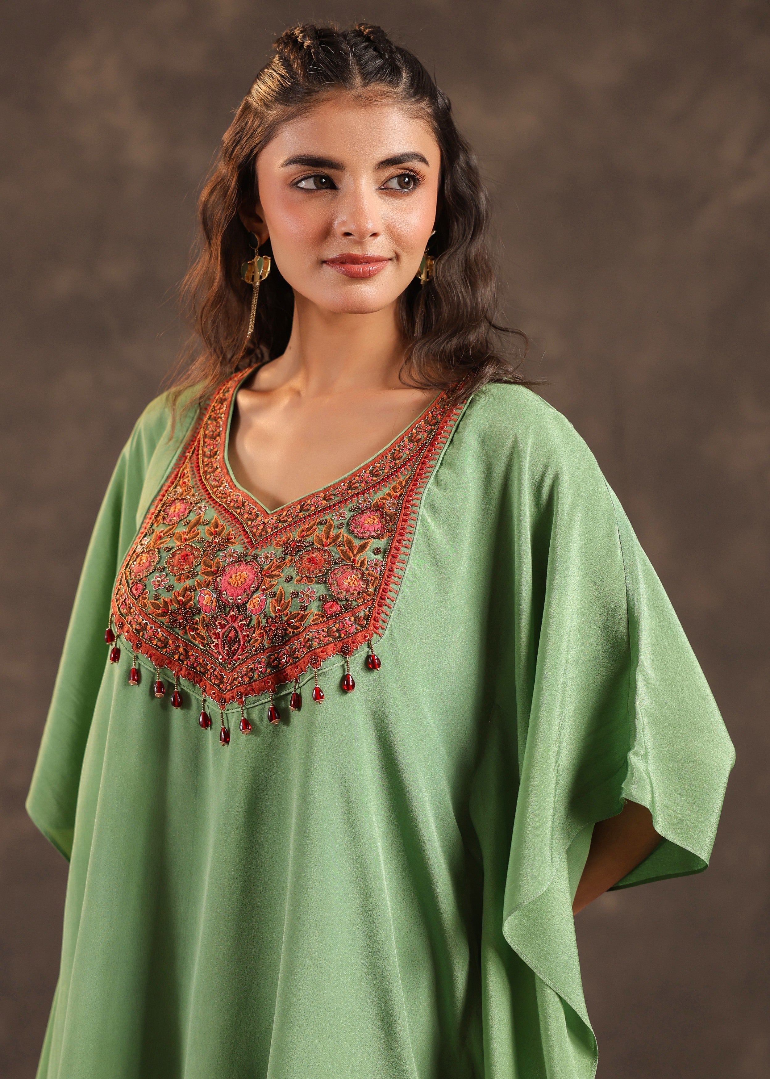 Pistachio Glow Embellished Crepe Silk Dhoti Set