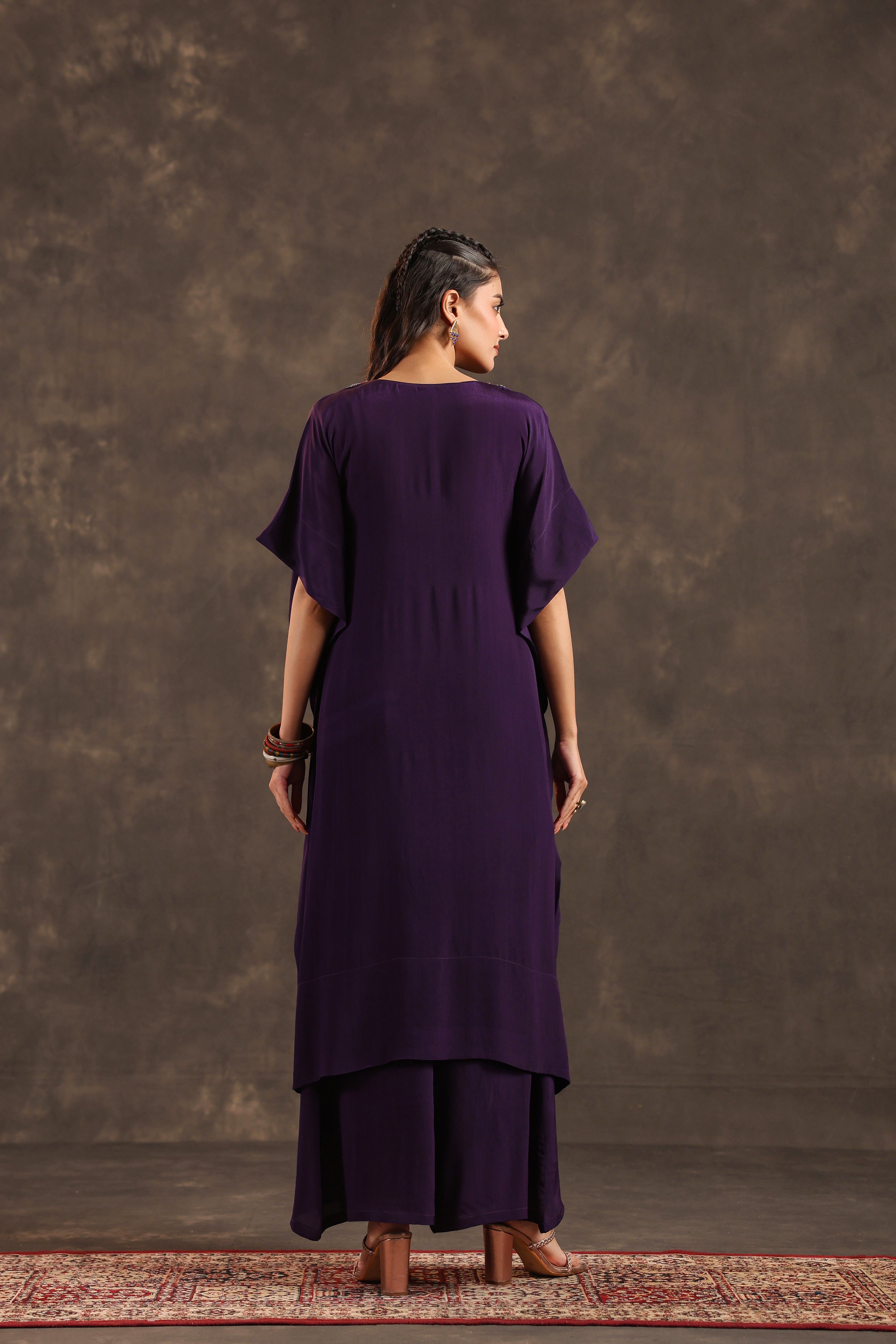 Amethyst Grace Embellished Crepe Silk Kurta Set