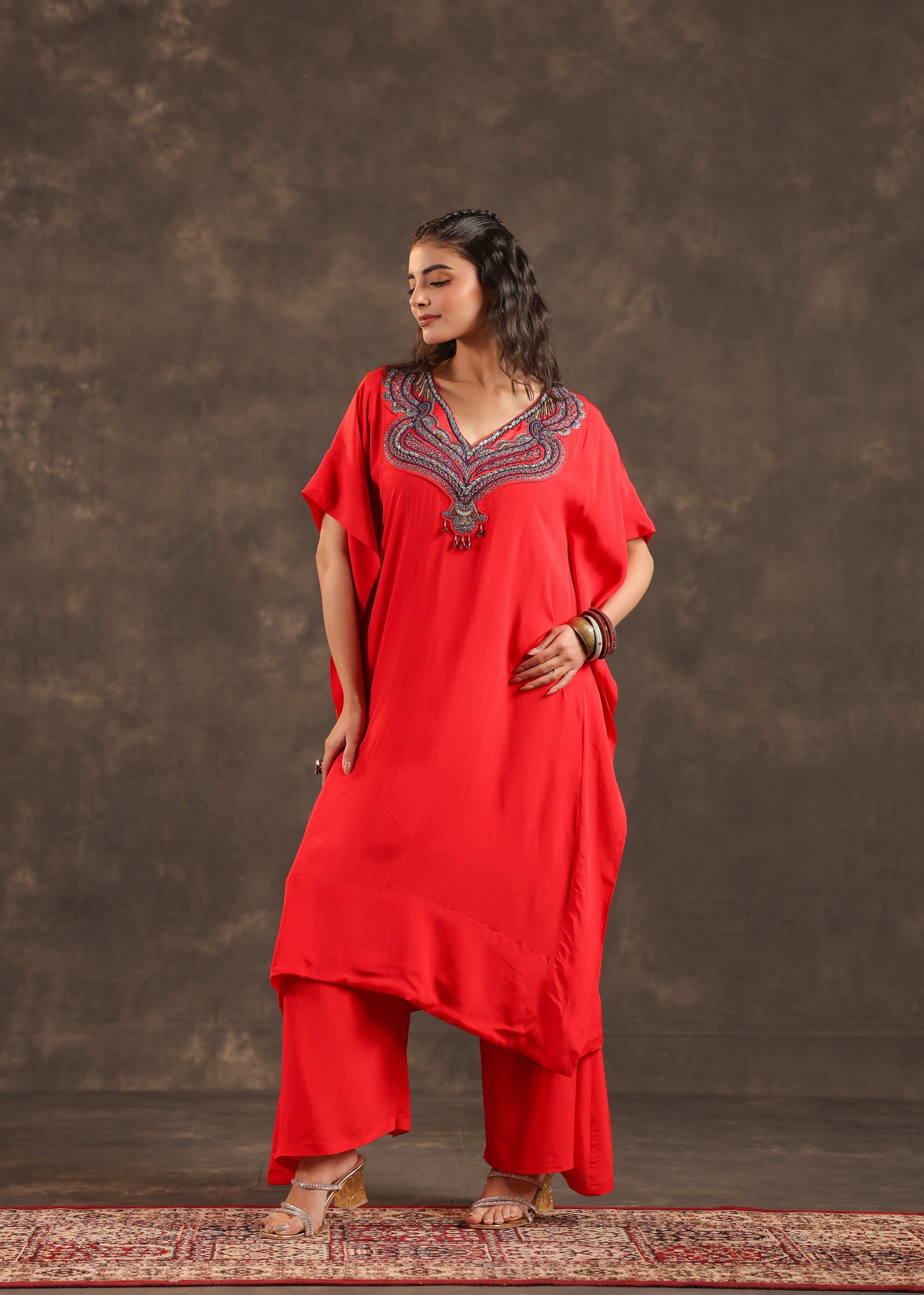 Spinel Grace Embellished Crepe Silk Kurta Set