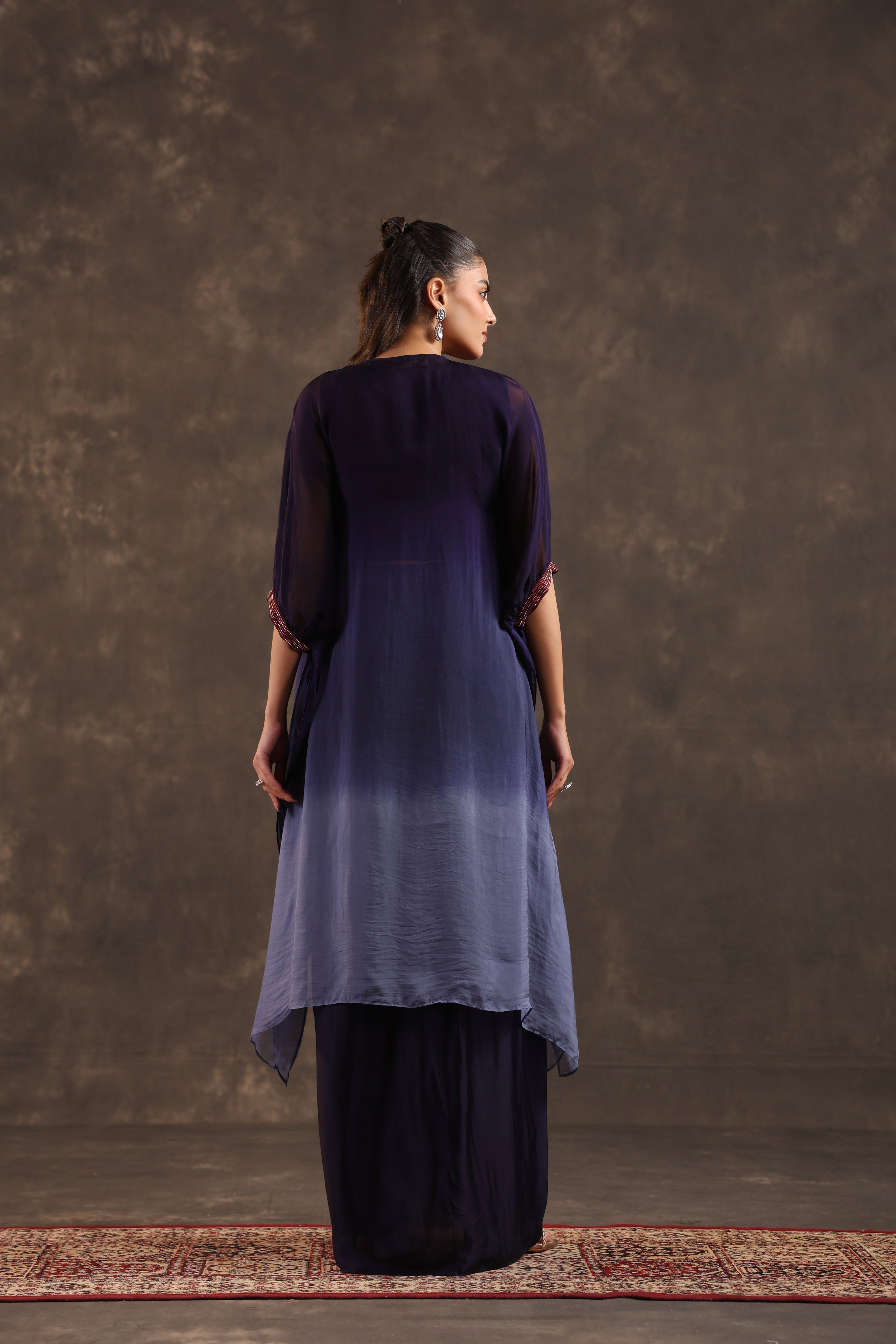 Twilight Bloom Embellished Organza Silk Skirt Set